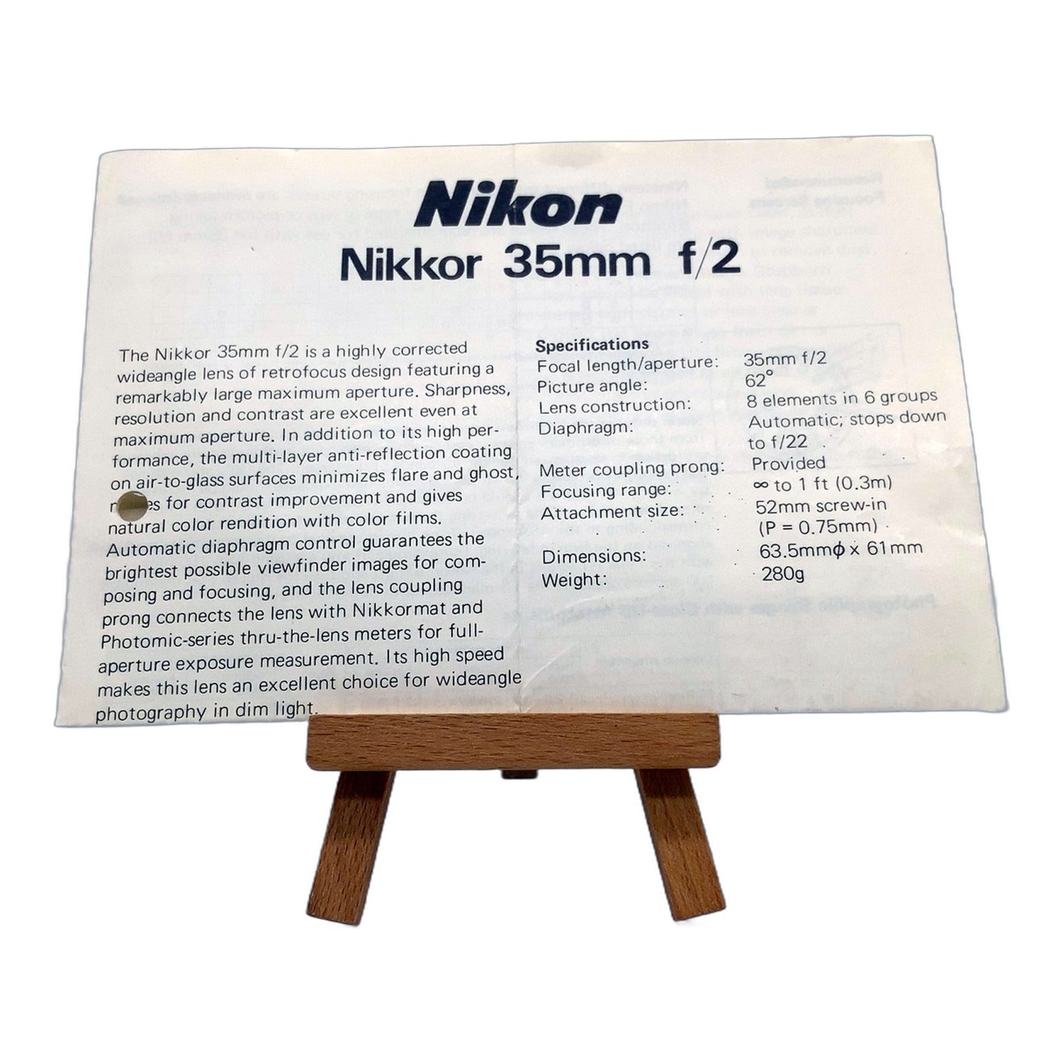 Nikon Nikkor 35mm f/2 Bedienungsanleitung User Manual Handbuch Deutsch