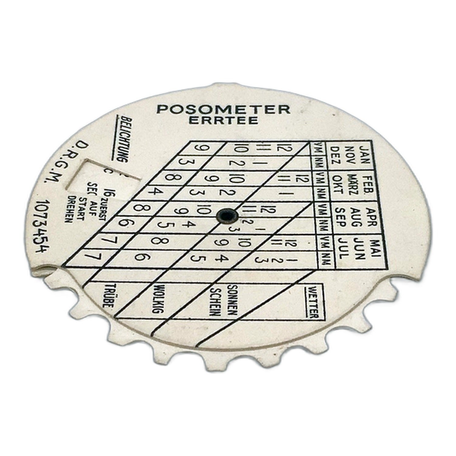 D.R.G.M. Posometer Errtee Belichtungstabelle Tageslichtabelle Kamerazubehör