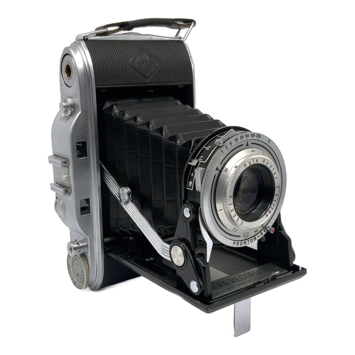 Agfa Record III Klappkamera mit Apotar 105mm 1:4.5 Prontor-SV Balgenkamera