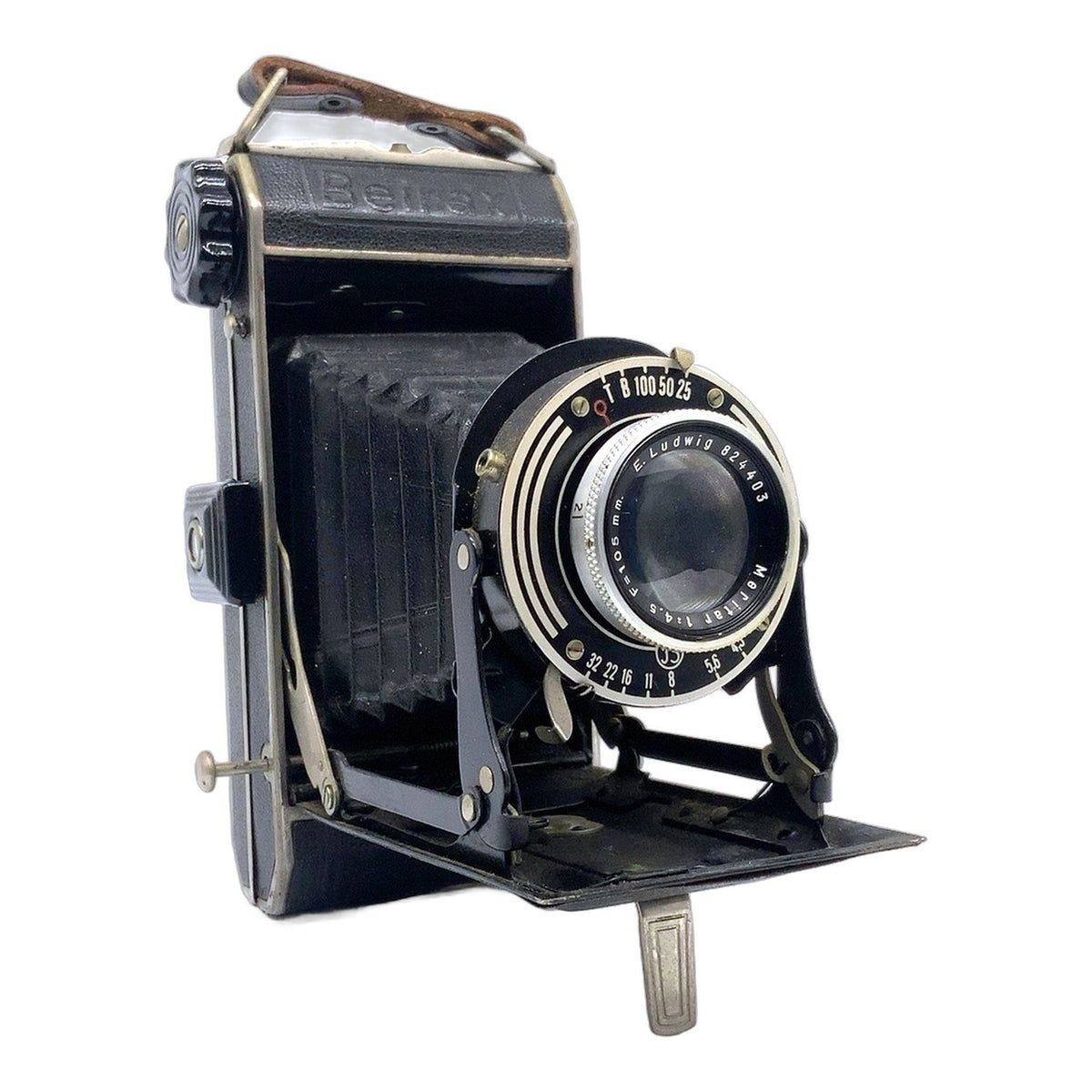 Beier Beirax Klappkamera mit E.Ludwig Meritar 1:4.5 f=105mm Balgenkamera