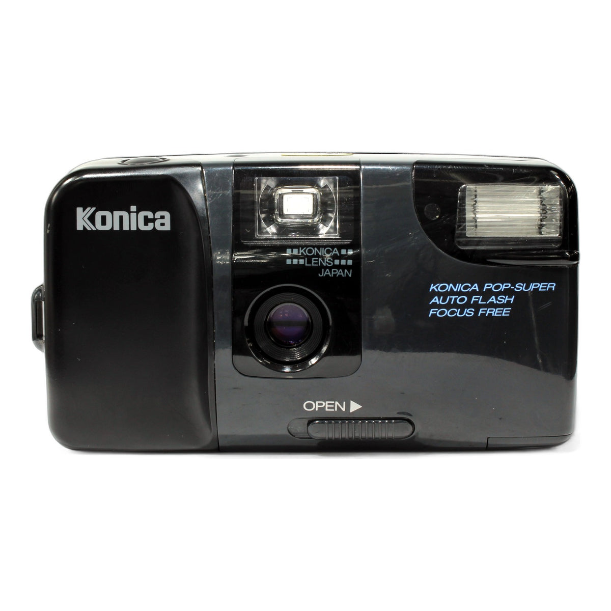 Konica Pop-Super Point&Shoot Schwarz Auto Flash Focus Free Analogkamera 35mm