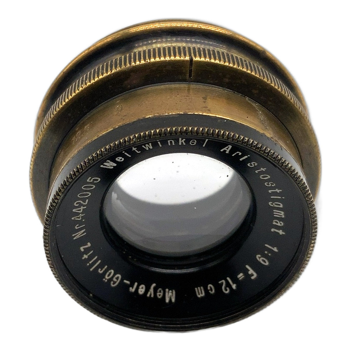 Meyer-Görlitz Weitwinkel Aristostigmat 12cm 1:9 Messing (33mm Gewinde)