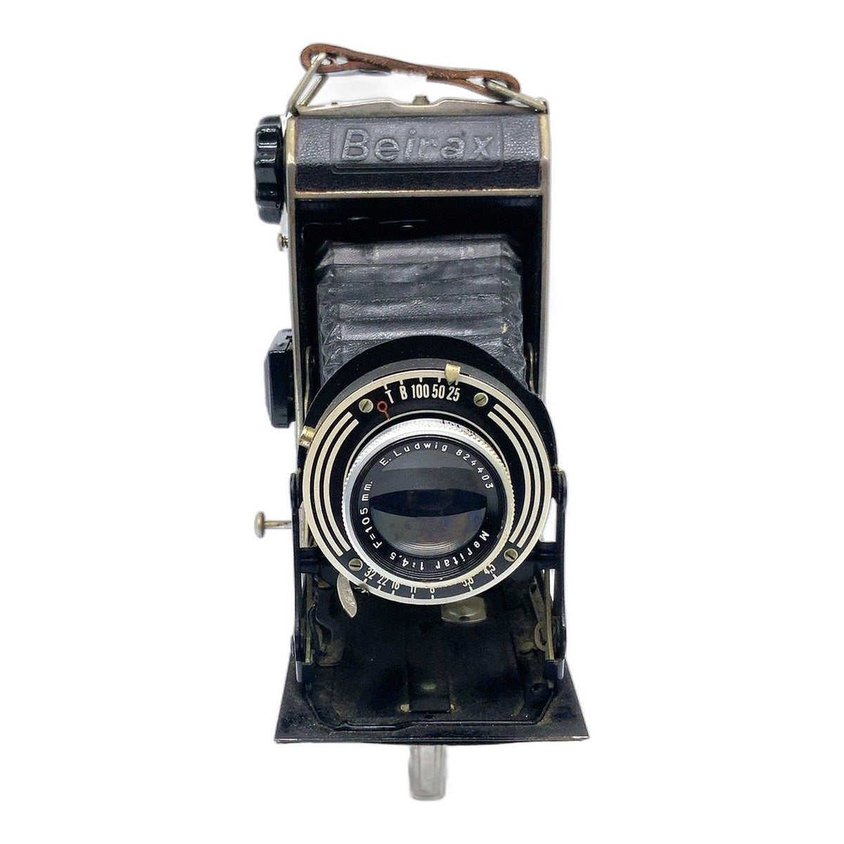Beier Beirax Klappkamera mit E.Ludwig Meritar 1:4.5 f=105mm Balgenkamera