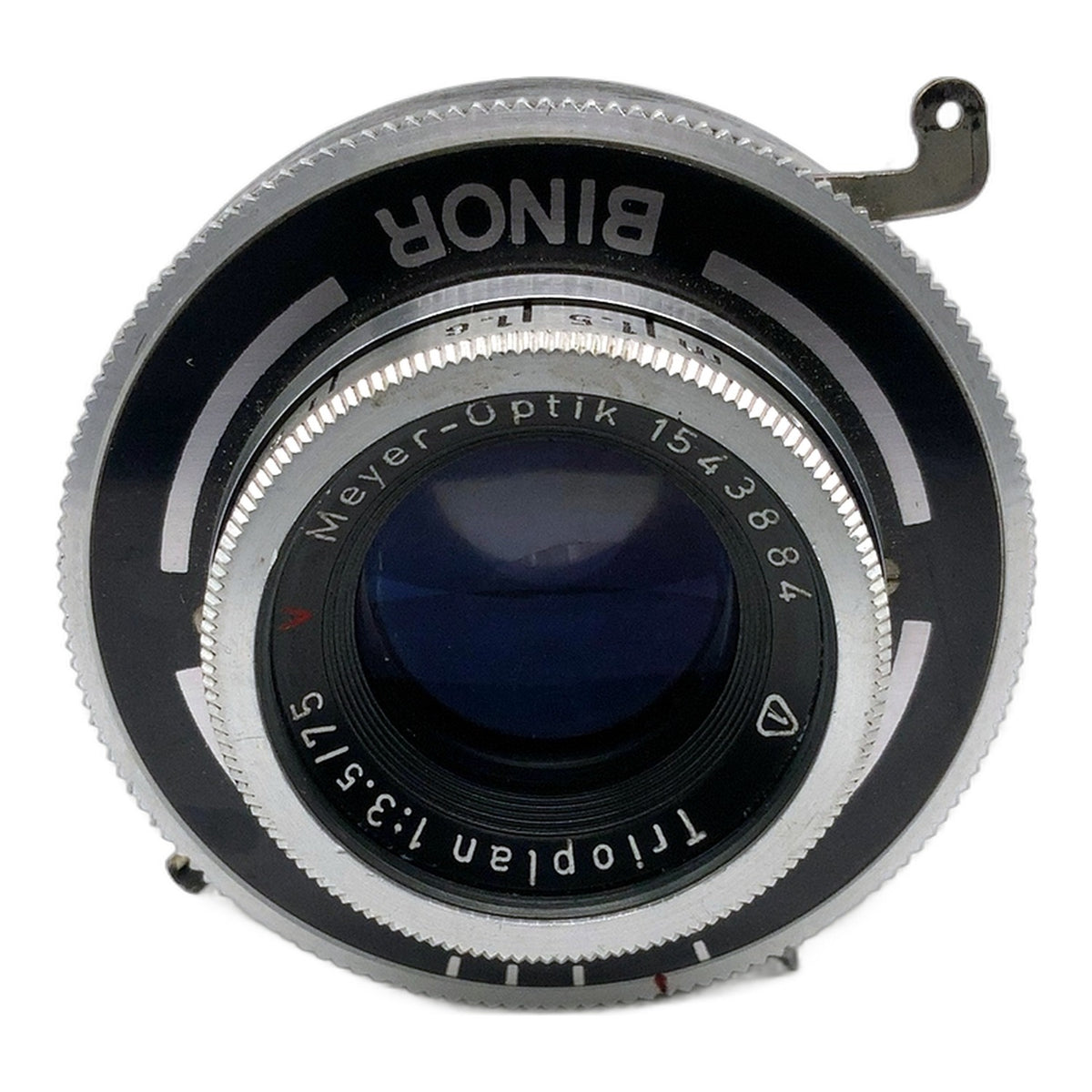 Meyer-Optik Görlitz Trioplan red V 75mm 1:3.5 Verschluss Binor (32,5mm Gewinde)