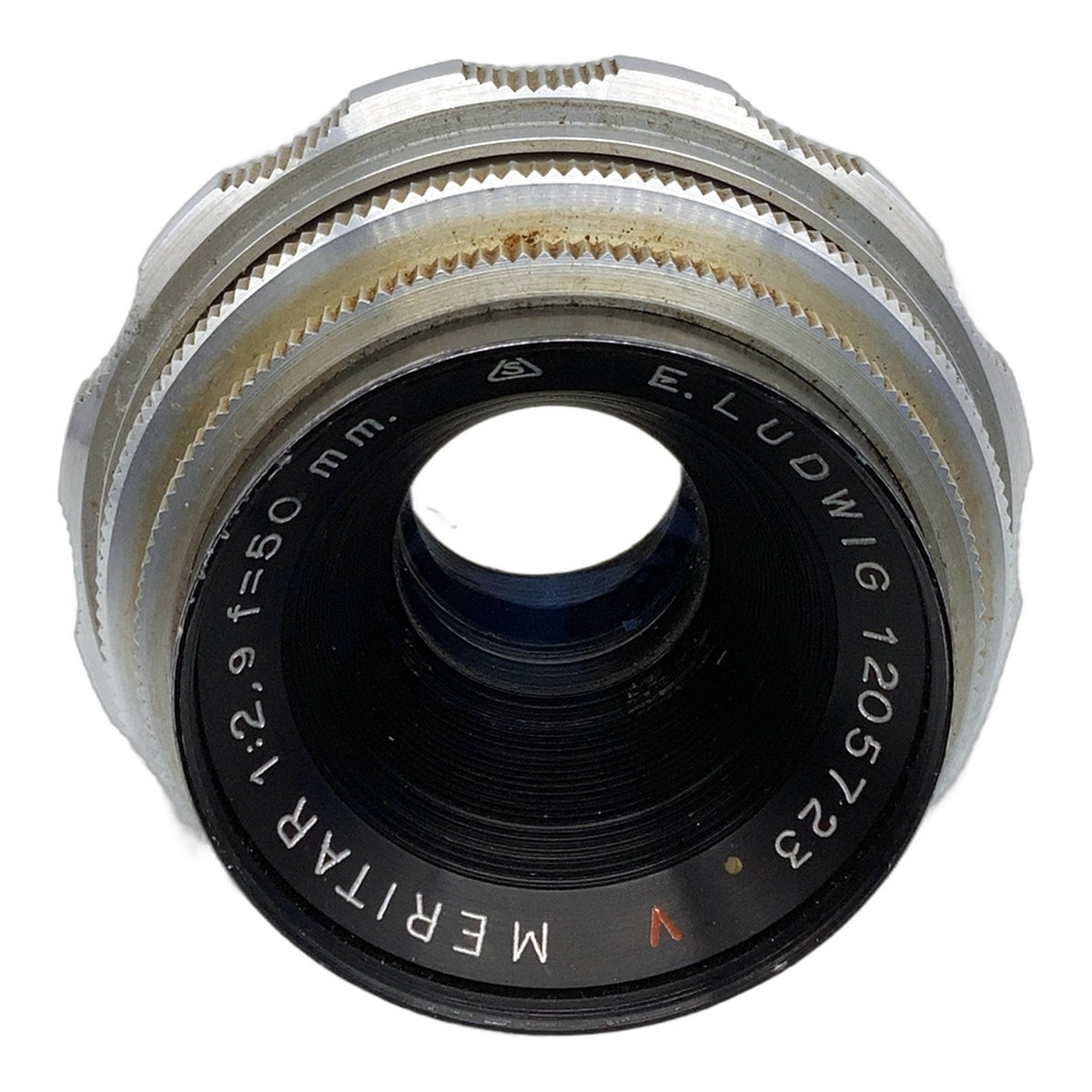 E. Ludwig Meritar red V 50mm 1:2.9 Objektiv manuell Festbrennweite (EXA) Nebel!