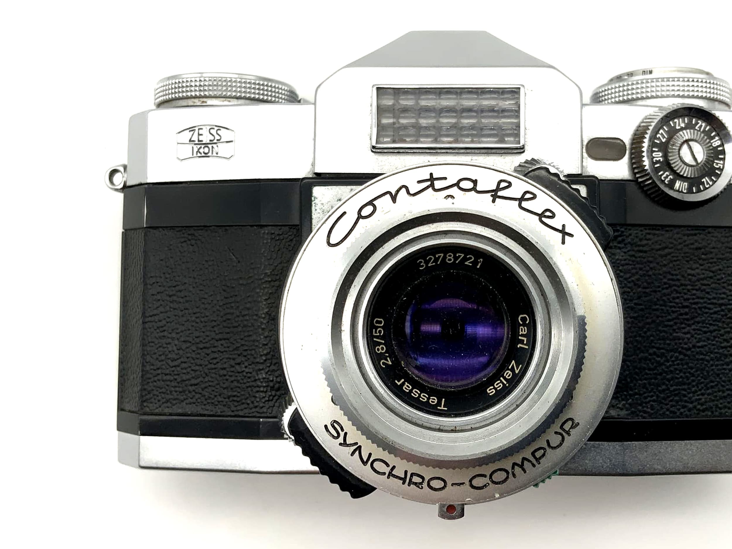 Appareil photo reflex Zeiss Ikon Contaflex, cellule de pose défectueuse ! Avec objectif Tessar 50 mm f/2.8.