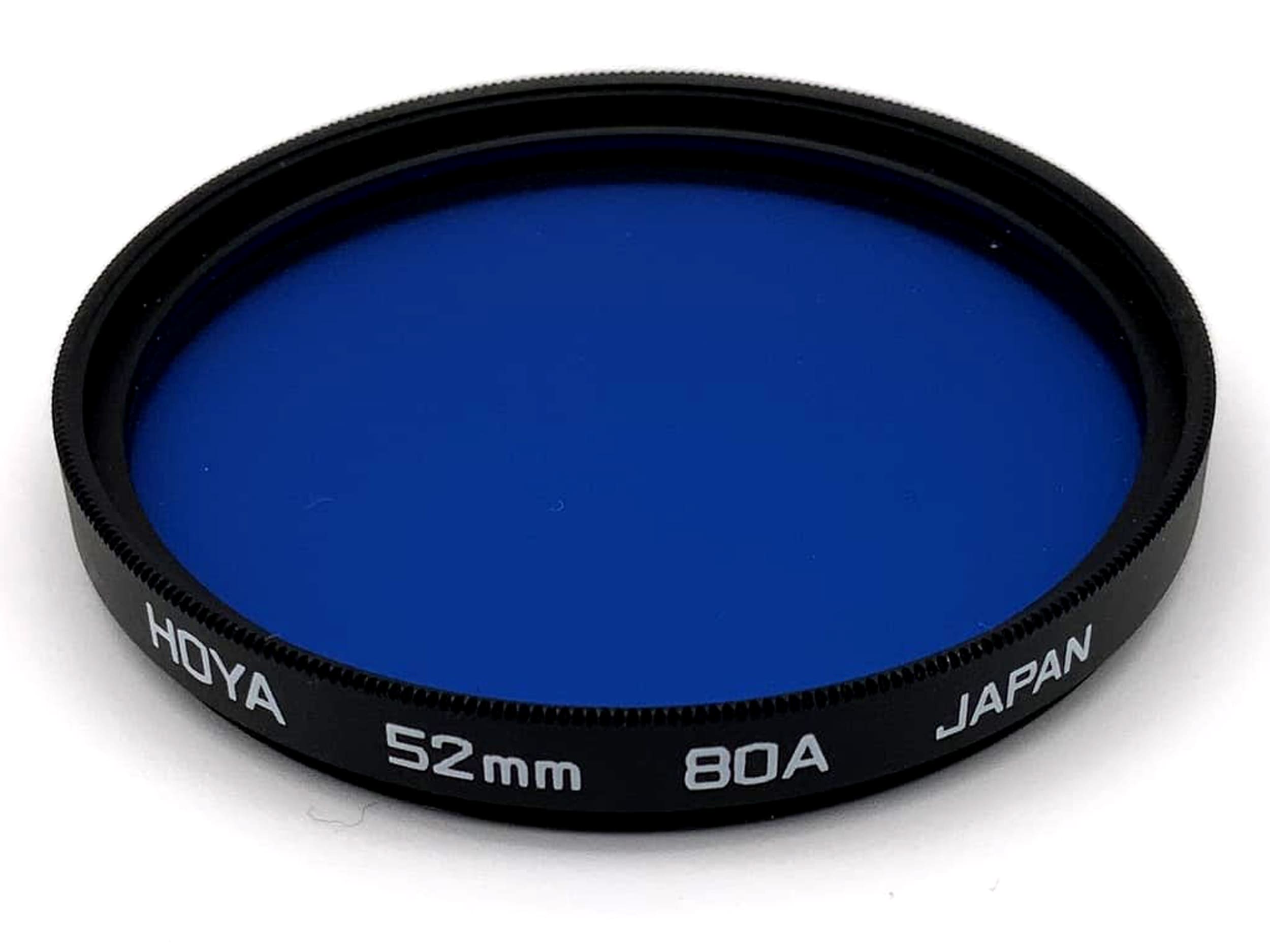 Filtre de couleur Hoya 52 mm, filtre bleu 80A, filetage