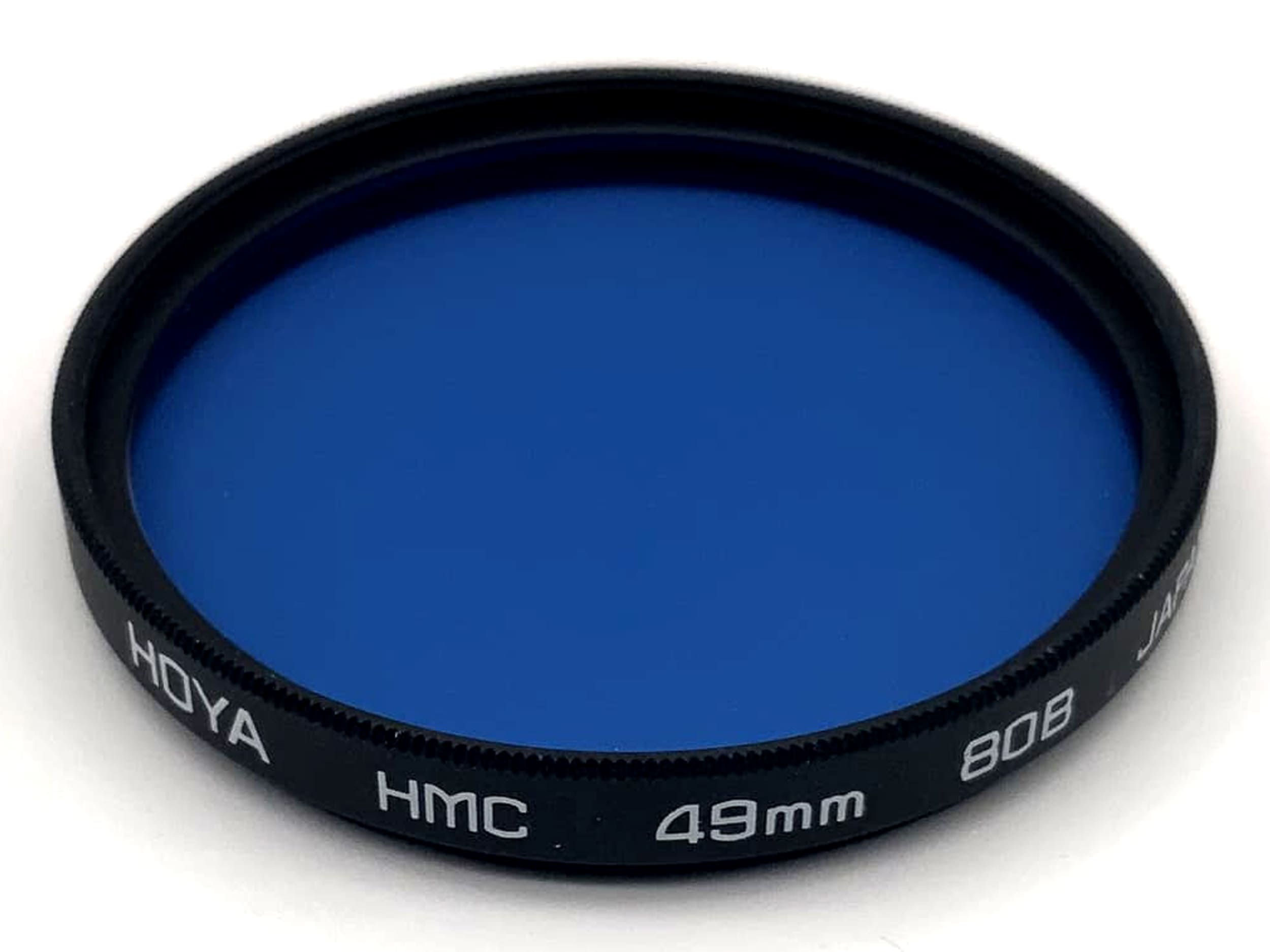 Filtre de couleur Hoya 49 mm, filtre bleu 80B, filetage circulaire