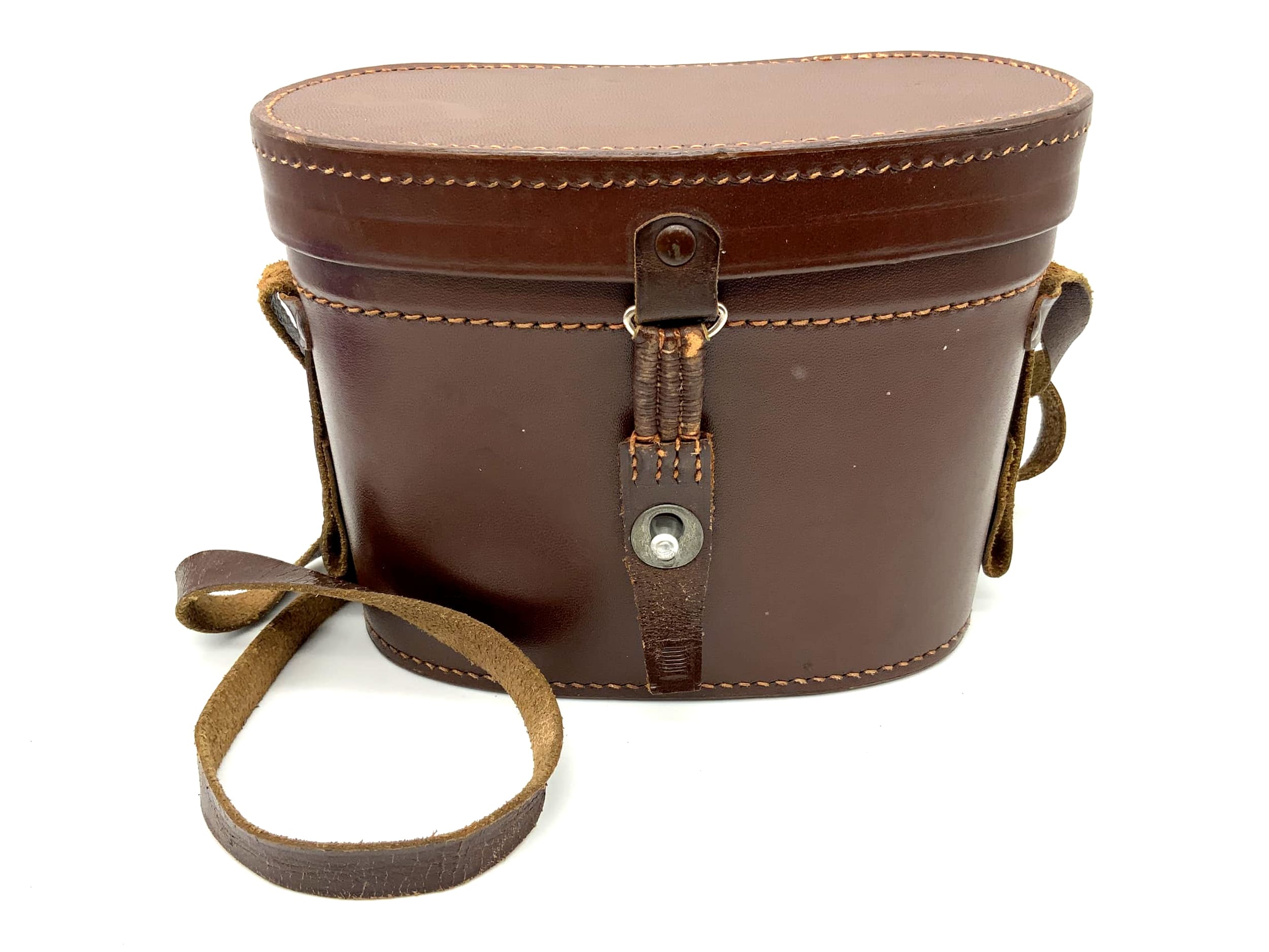 Étui pour jumelles Leitz Wetzlar, étui rigide en cuir marron, H : 13 cm, L : 17 cm, P : 7 cm
