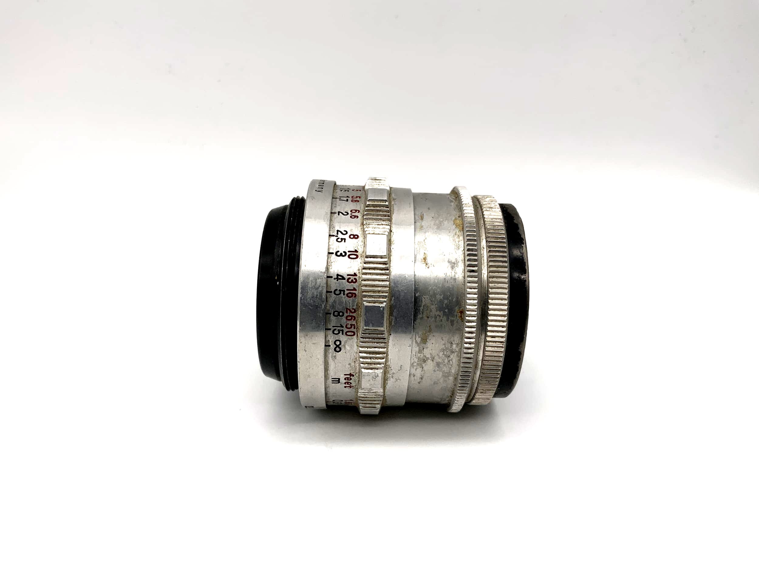 Objectif Carl Zeiss 50 mm 1:3.5 Tessar Q1 compact rouge T 14 lames (M42)