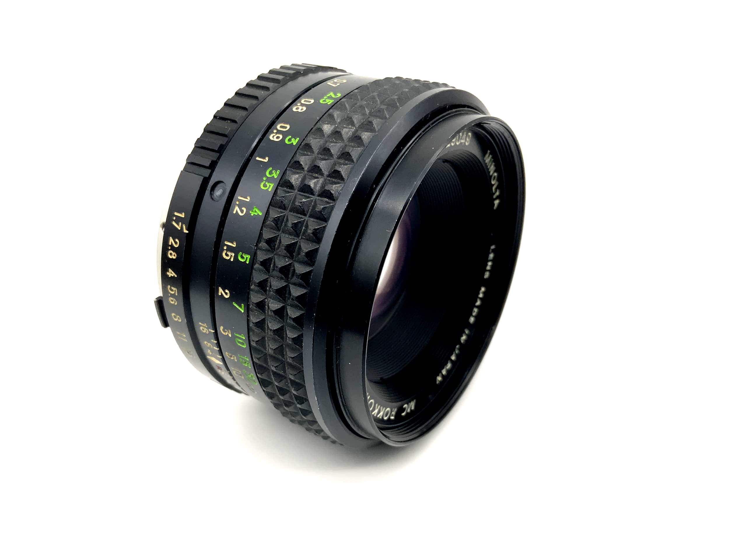 Minolta 50mm 1:1.7 lens MC Rokkor-PF camera lens (Minolta MD)