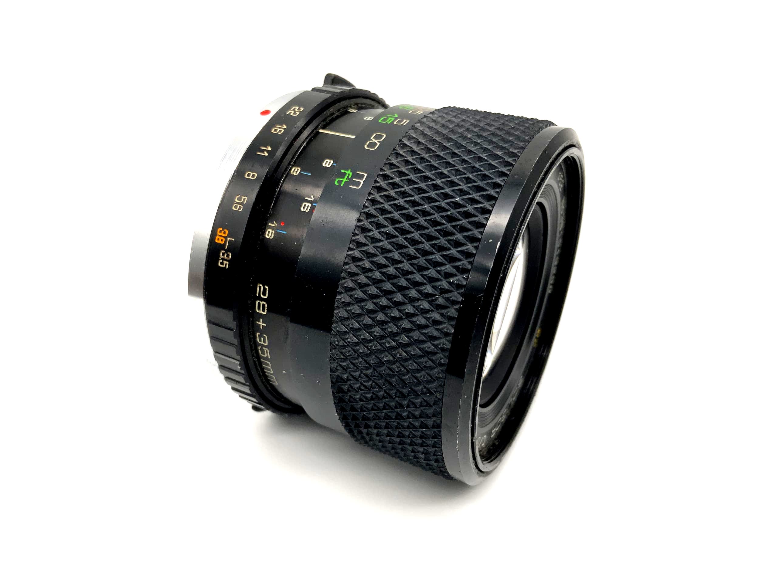 Objectif Soligor 28mm+35mm 1:3.5+3.8 MC C/D Dualfocal pour appareil photo (Olympus OM)