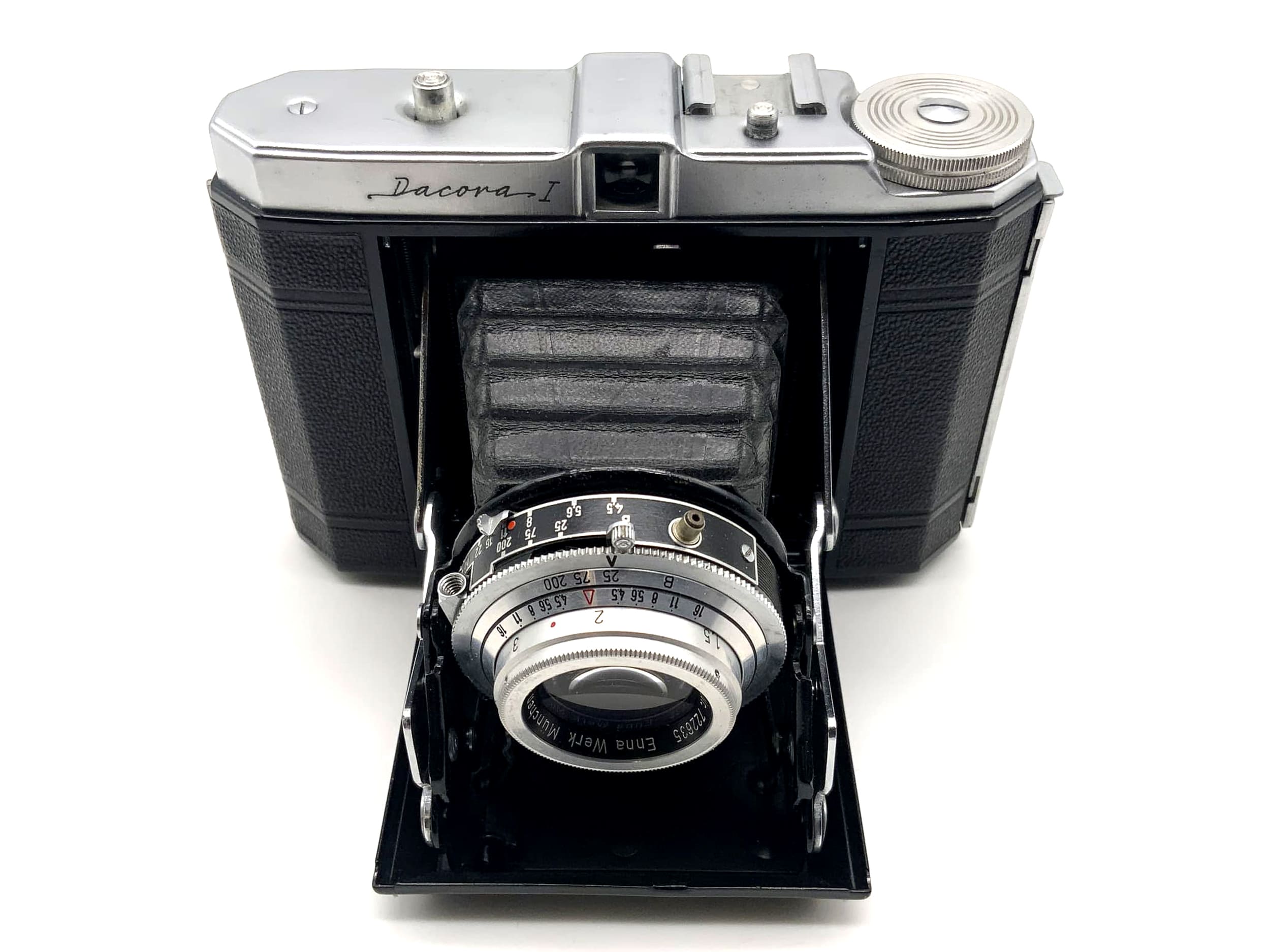 Appareil photo pliant Dacora I avec objectif Ennar 1:4.5 7,5 cm rouge C 1 Vario
