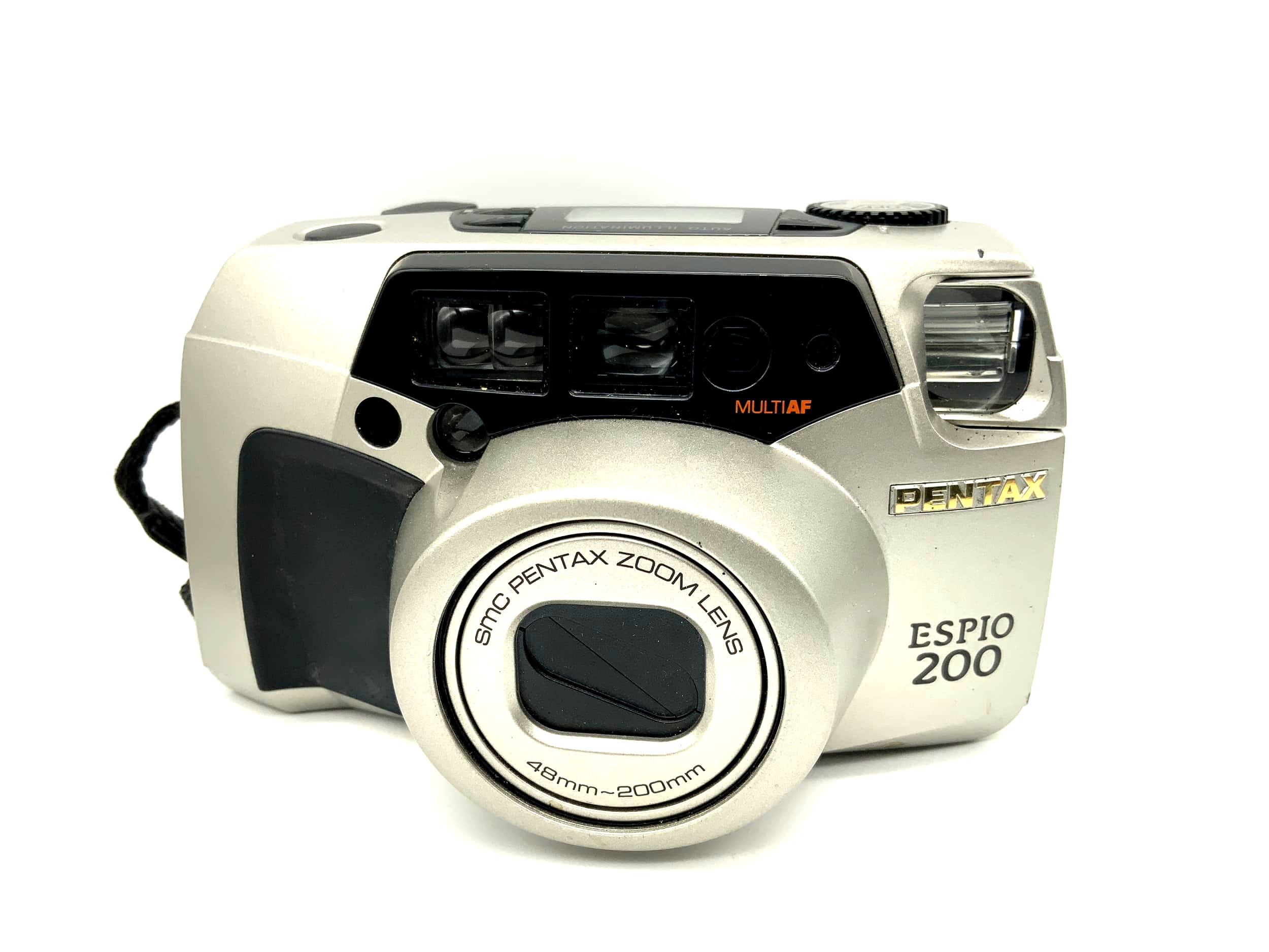 Appareil photo compact Pentax Espio 200 avec objectif 48-200 mm, format 35 mm (argentique).