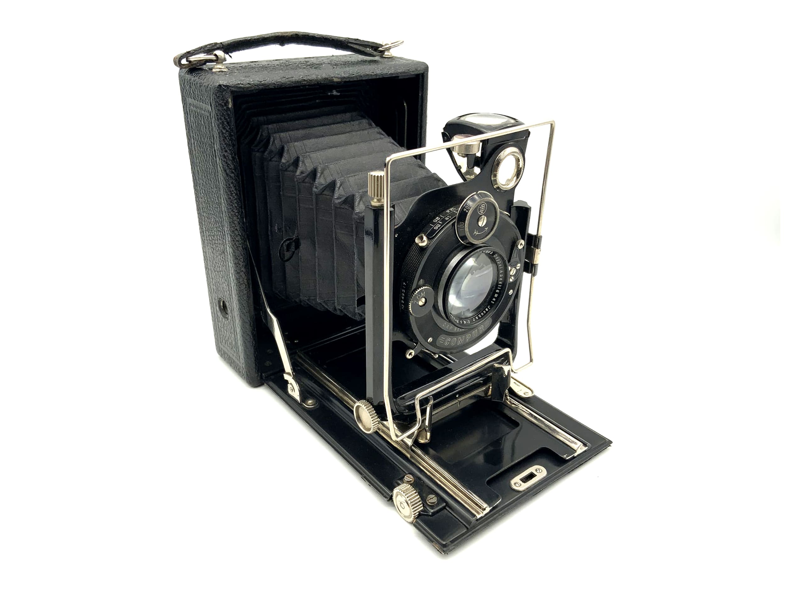 Appareil photo à plaques Welta avec objectif Schneider Kreuznach Isconar f: 4.5 F=13.5cm 9x12 Compur