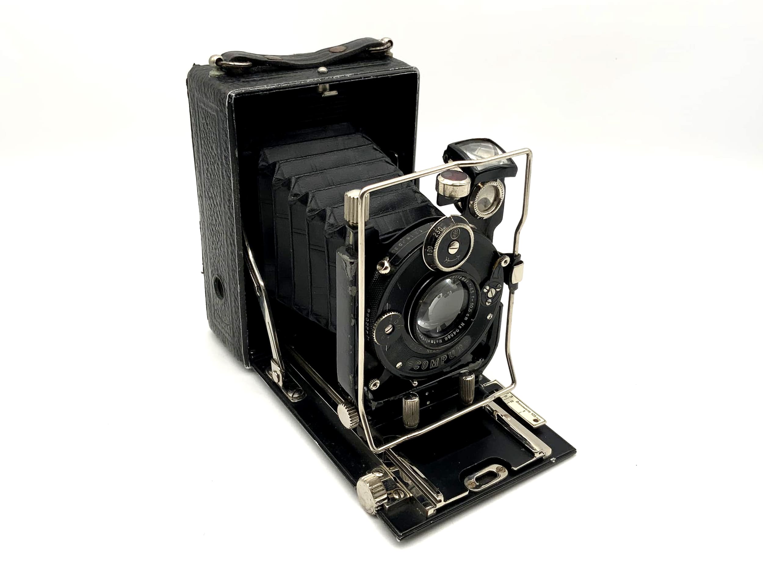 Chambre à plaques avec double anastigmat Hofmeister Syrconar 1:4,5 f=10,5 cm 6x9 Compur