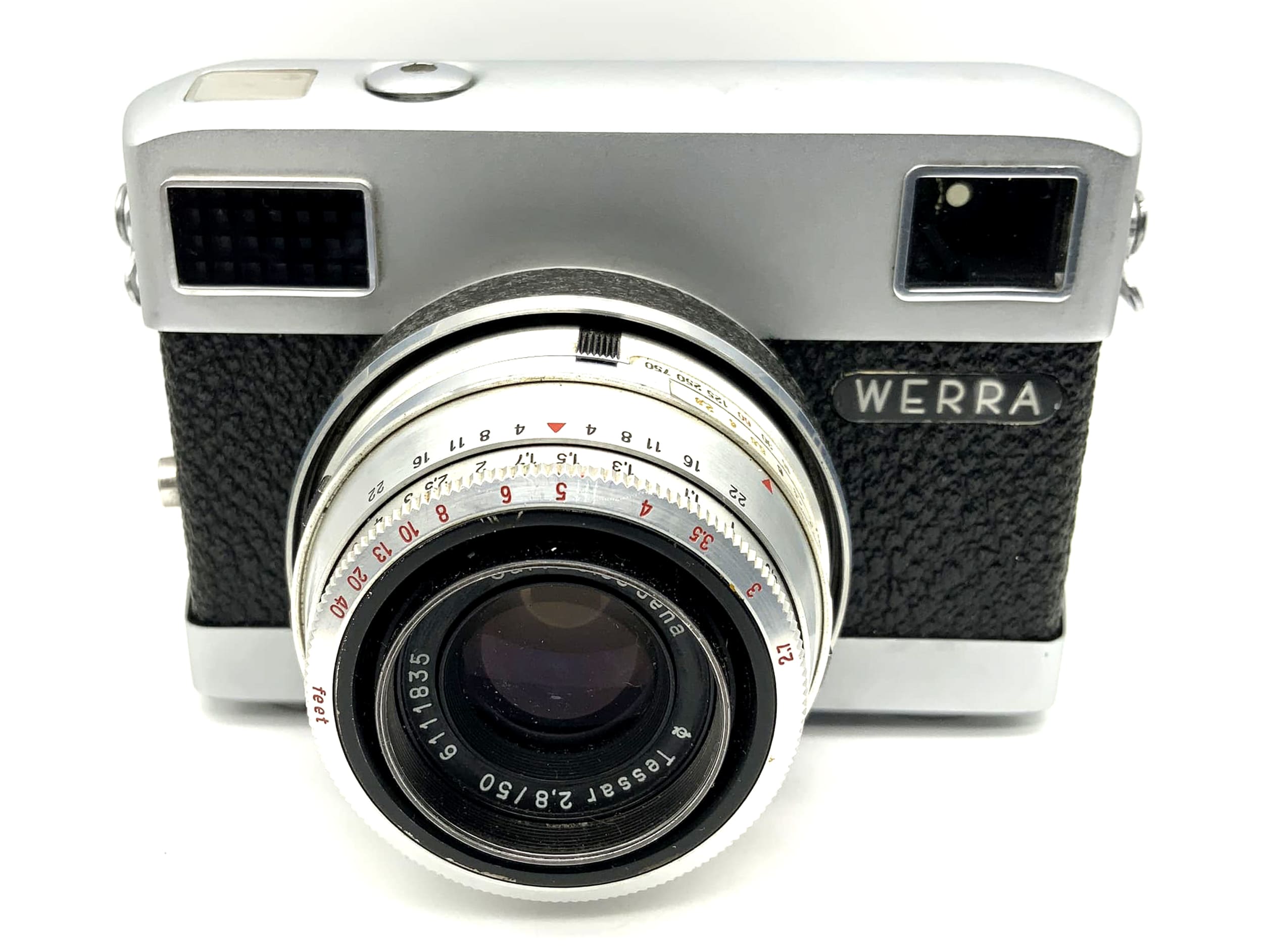 Appareil photo Carl Zeiss Jena Werra 1 avec viseur et objectif Tessar 2.8/50 Prestor RVS noir