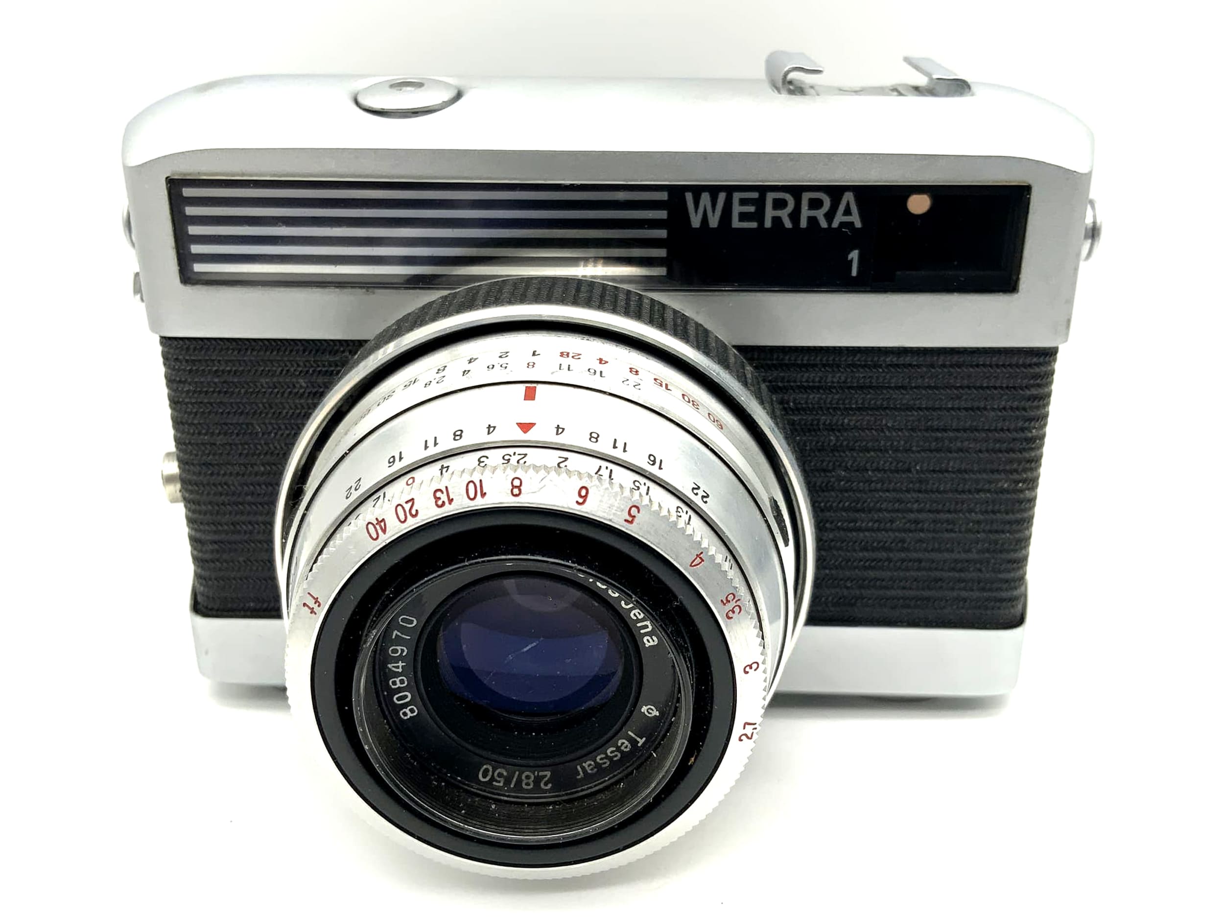 Appareil photo Carl Zeiss Jena Werra 1 avec viseur et objectif Tessar 2.8/50 Prestor RVS noir
