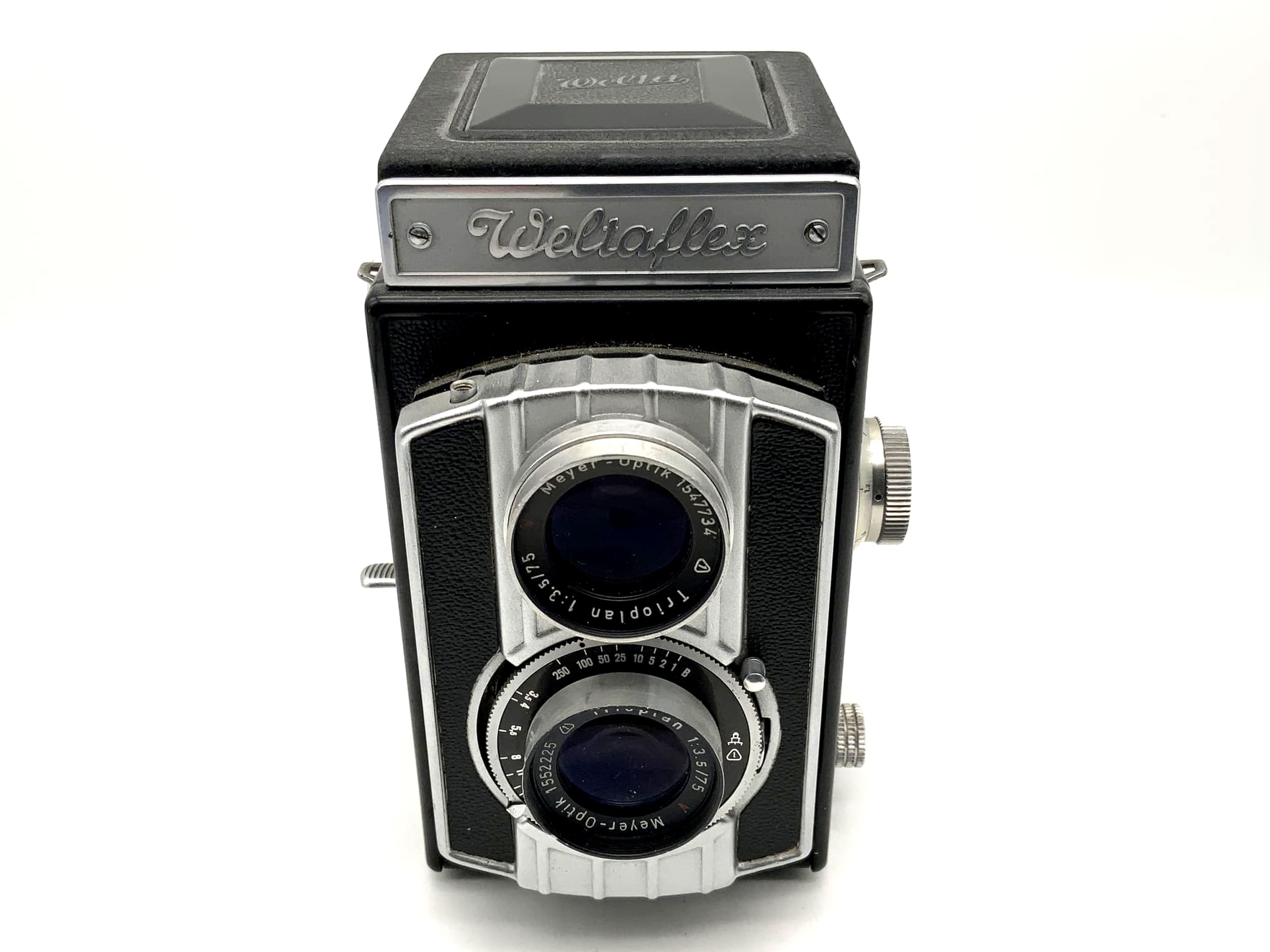 Welta Weltaflex TLR avec objectif bi-objectif Meyer Optik Trioplan 1:3.5/75mm rouge V Vebur