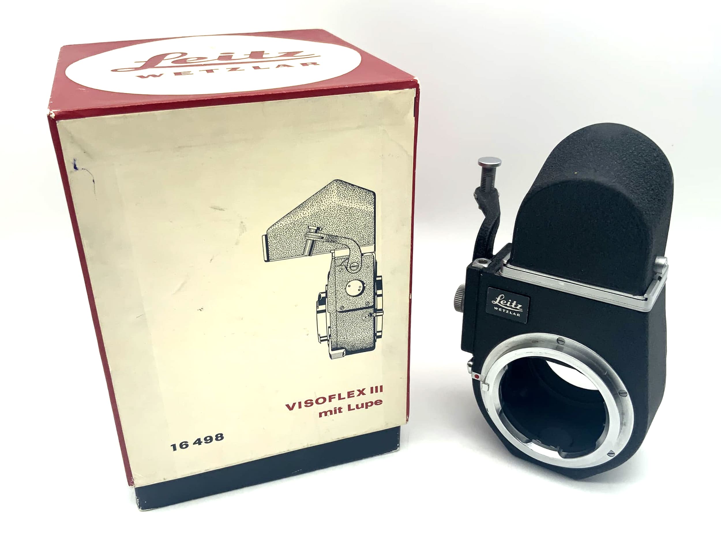 Boîte à miroir Leitz Wetzlar Visoflex III avec lentille grossissante 16 498 dans son emballage d'origine Leica M