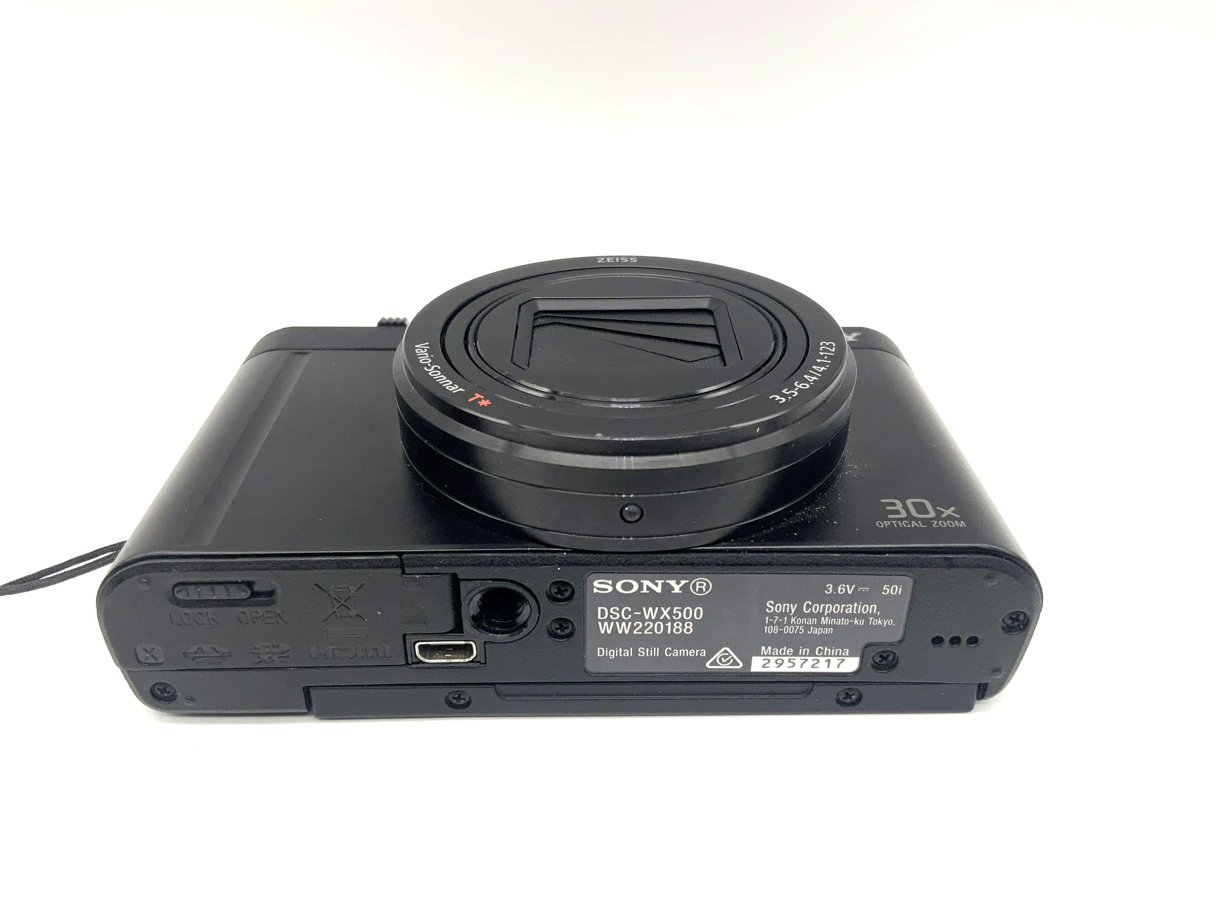 Sony Cyber-Shot DSC-WX500 avec objectif Zeiss Vario-Sonnar rouge T* 3,5-6,4 / 4,1-123 18,2 MP
