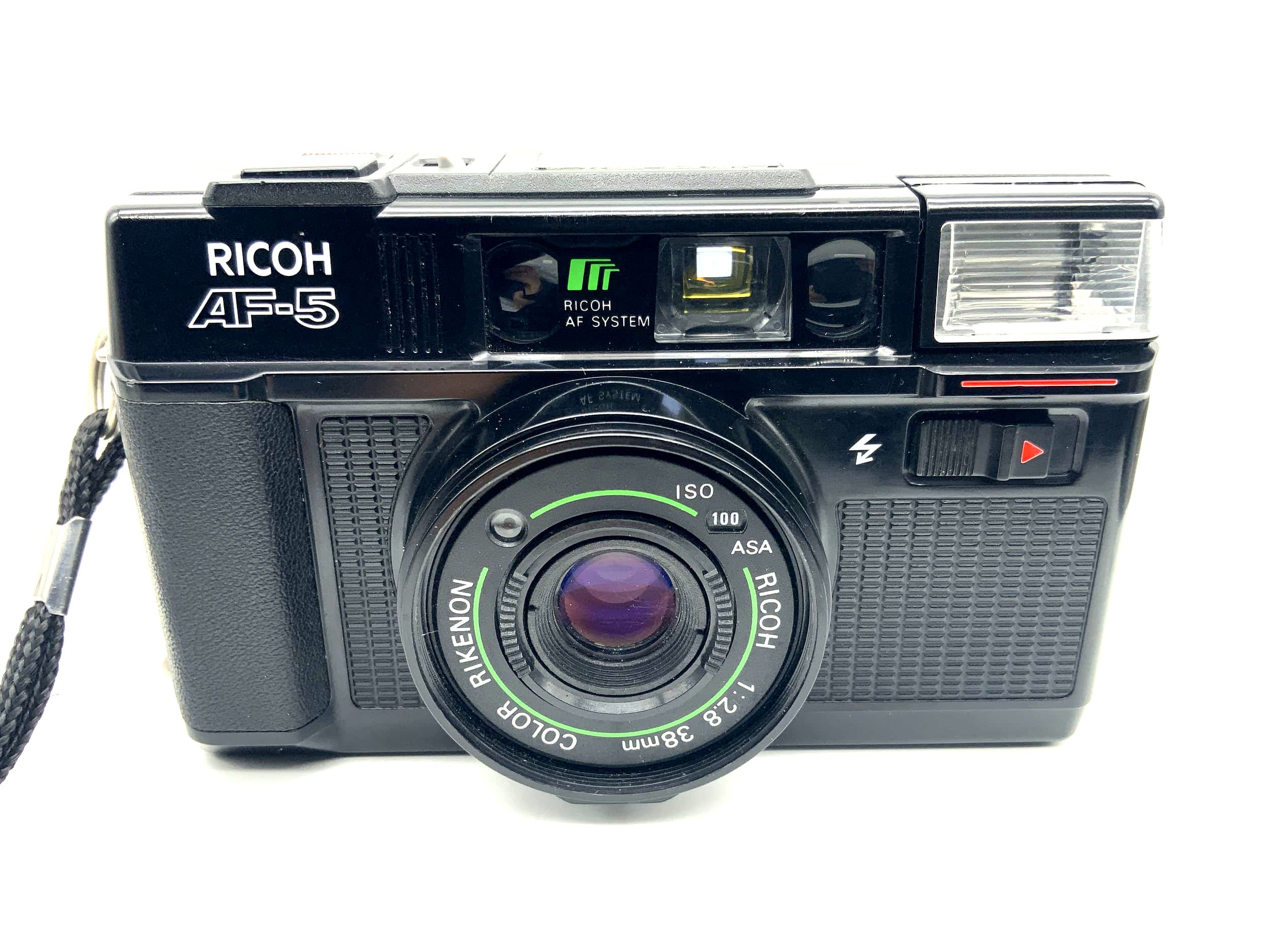 Ricoh AF-5 Point&amp;Shoot avec objectif couleur Rikenon 1:2.8 38 mm, appareil photo argentique 35 mm