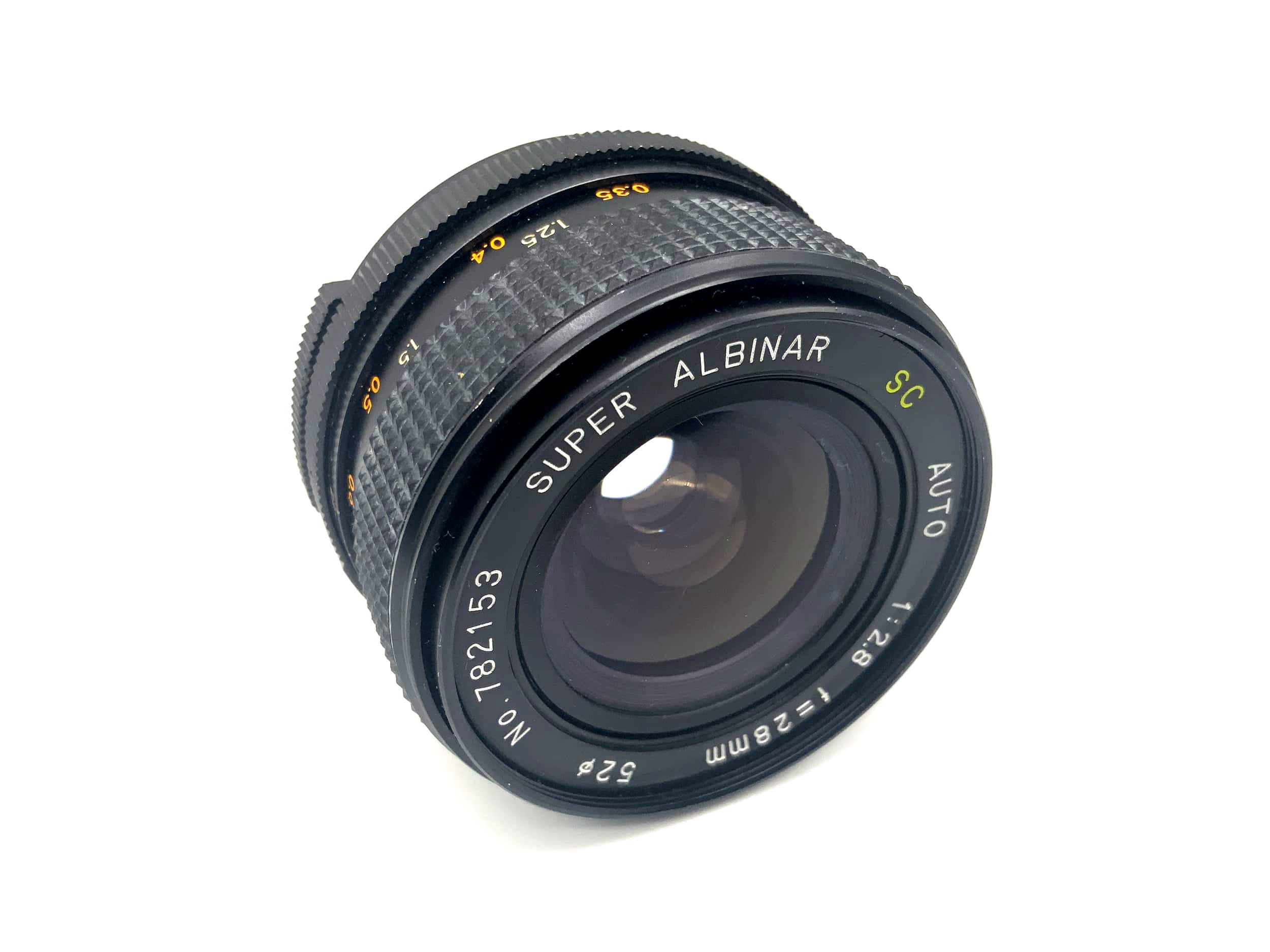 Objectif Albinar 28 mm 1:2.8 Auto SC super Albinar pour appareil photo (M42)