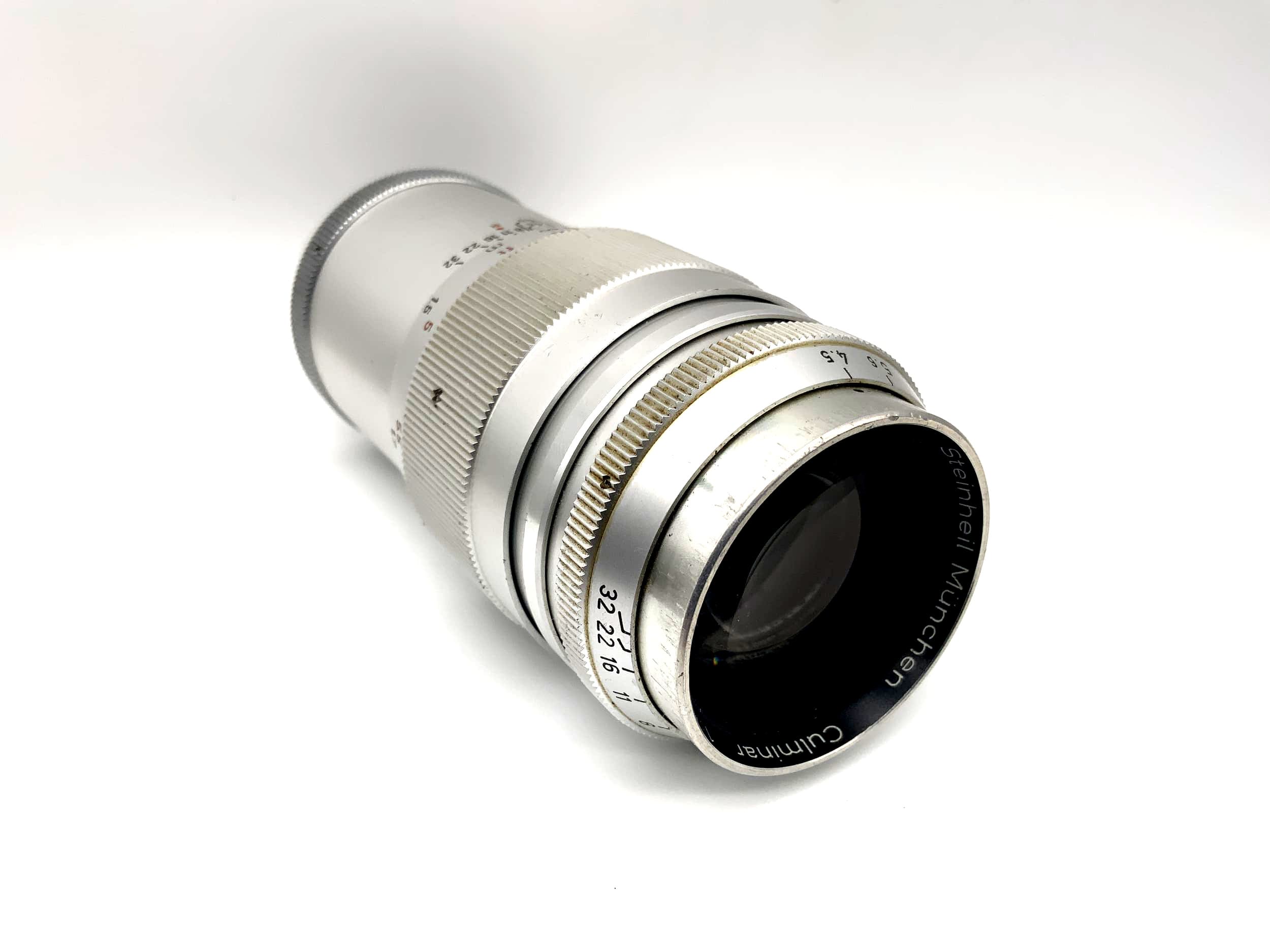 Steinheil Munich 135mm 1:4.5 Culminar lens, compatible with Leica Mushroom (M39)