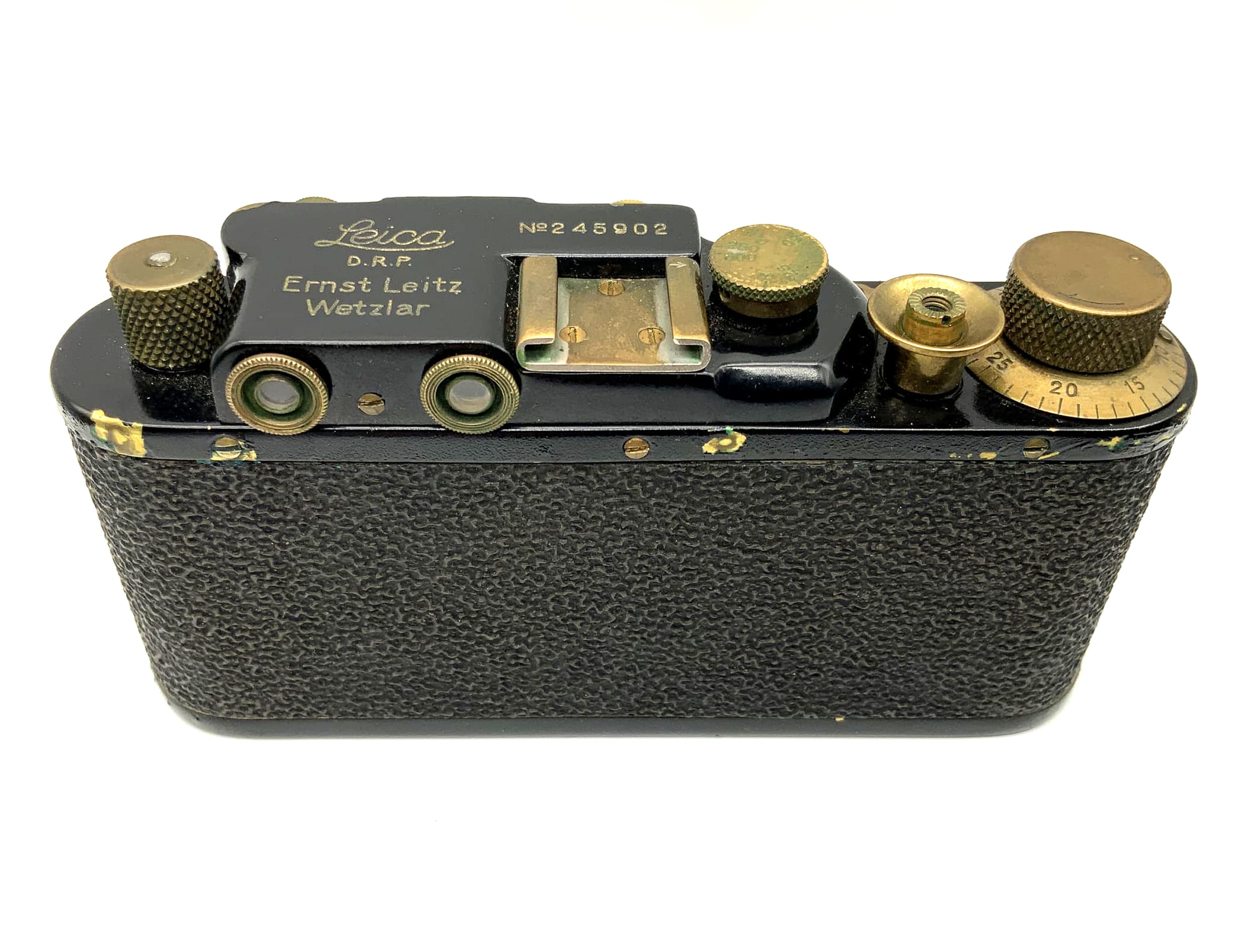 Leica IIIa with Elmar 50mm USSR replica viewfinder camera, black and gold, like Leica 3a