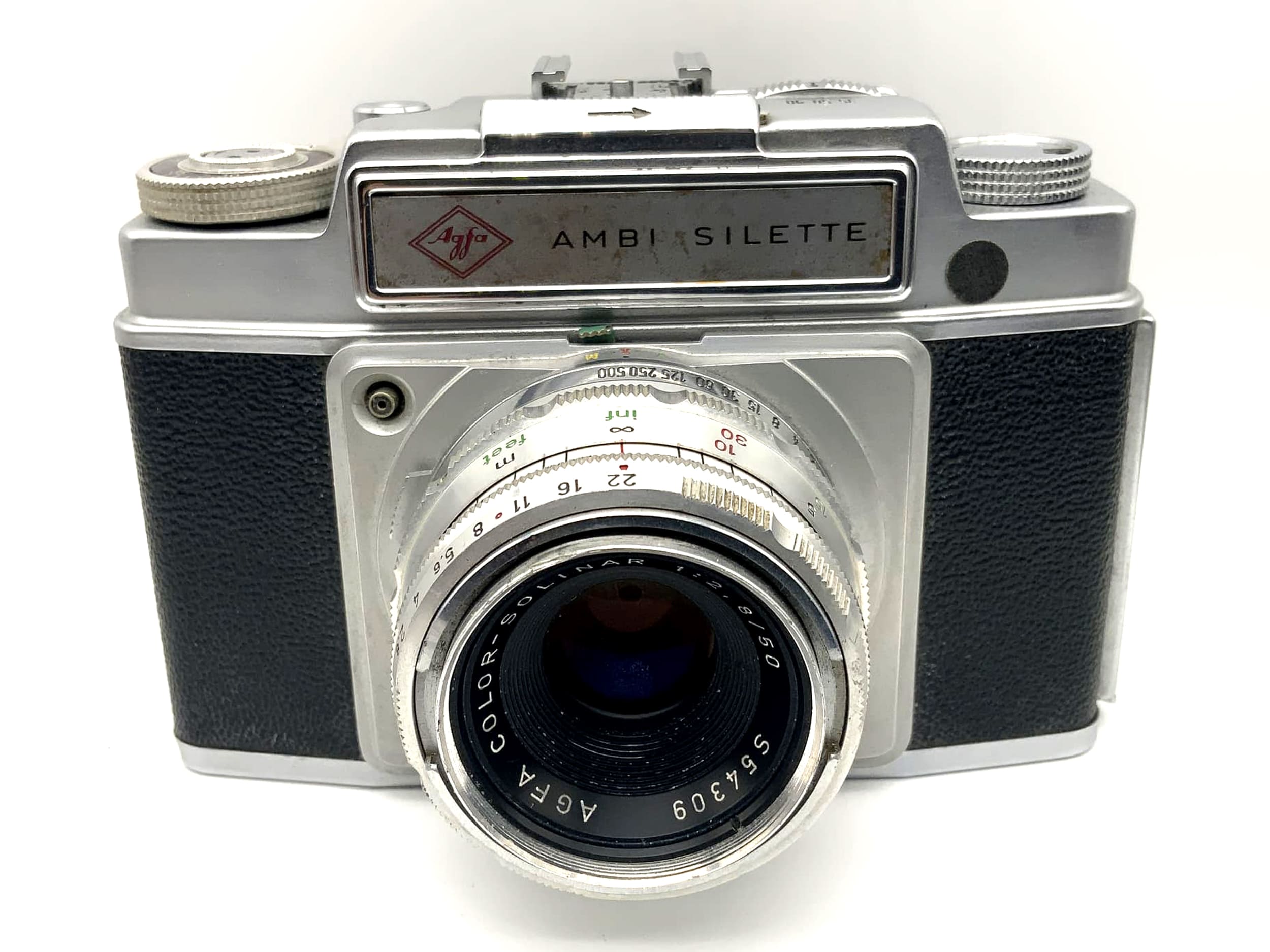 Appareil photo Agfa Ambi Silette avec viseur et objectif analogique Color-Solinar 1:2.8/50