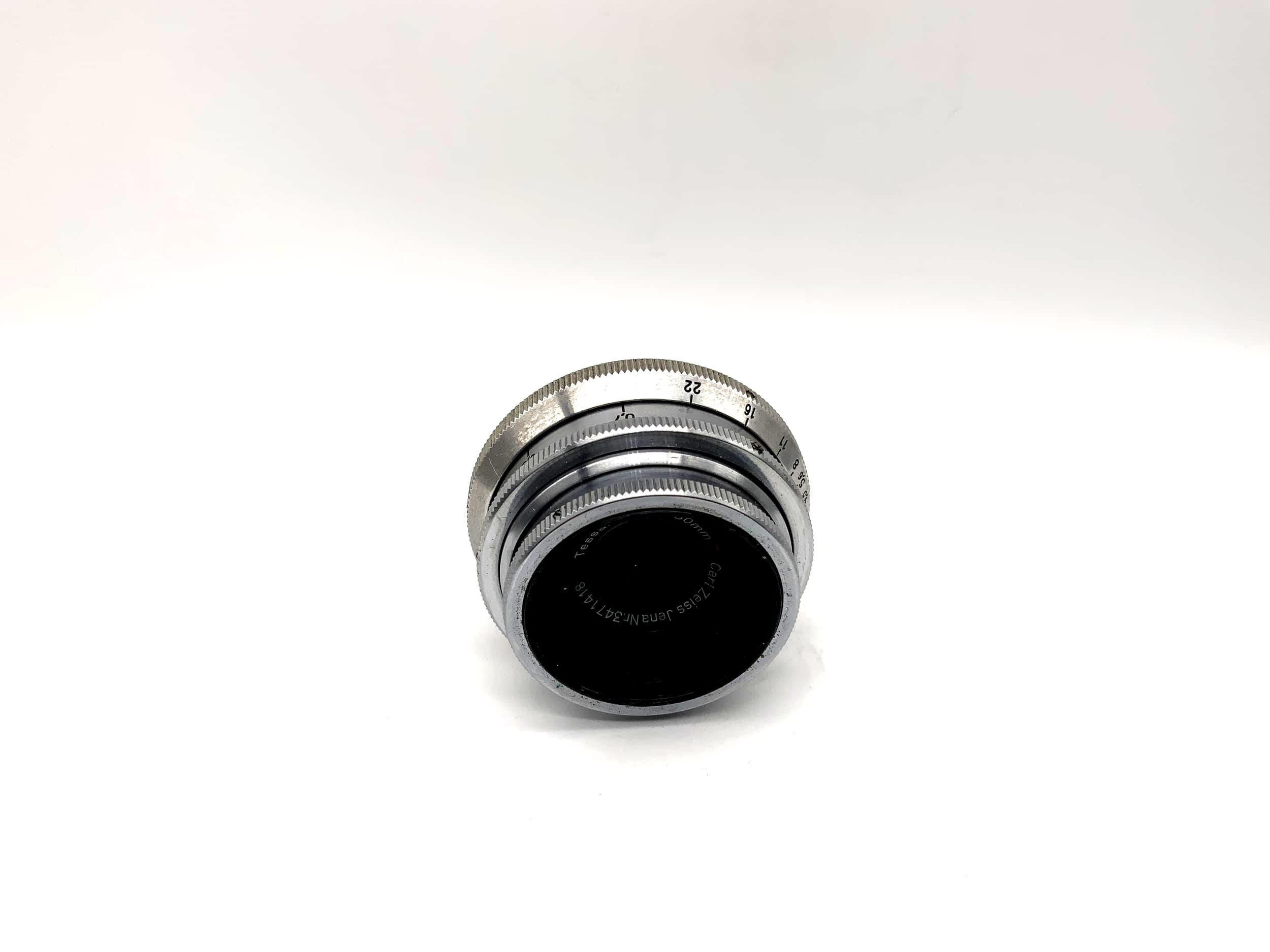 Objectif Carl Zeiss 50 mm f/3.5 Tessar 14 lames rouge T (M42)