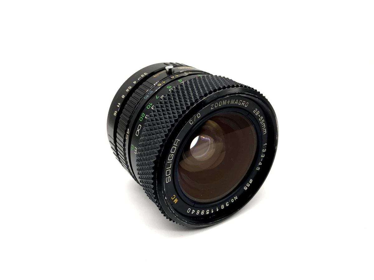 Objectif Soligor 28-55mm 1:3.3-4.5 C/D Zoom+Macro MC pour appareil photo (Rollei QBM)