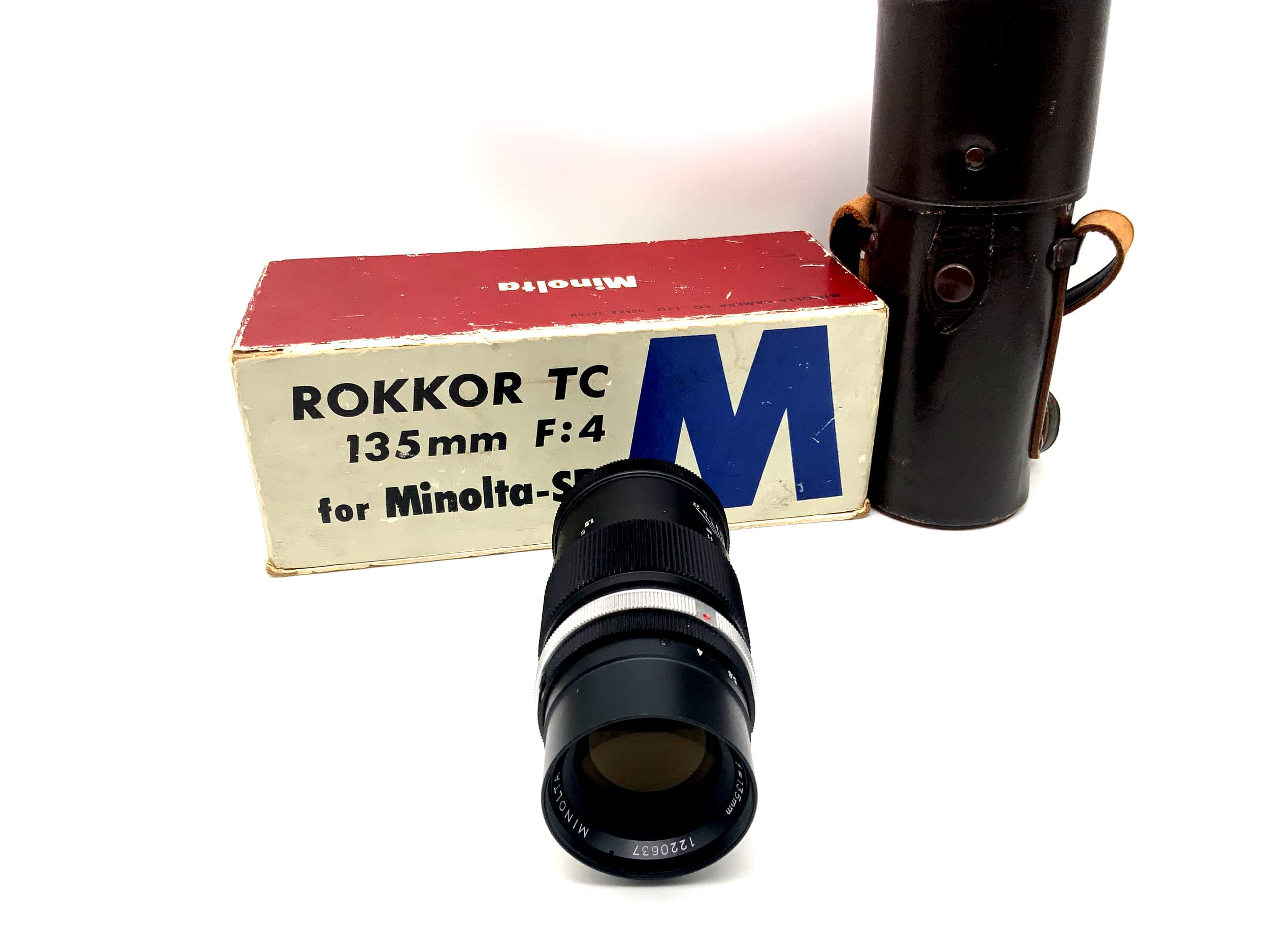 Objectif Minolta 135 mm 1:4 Rokkor TC pour Minolta-SR avec emballage d'origine (Minolta MD)