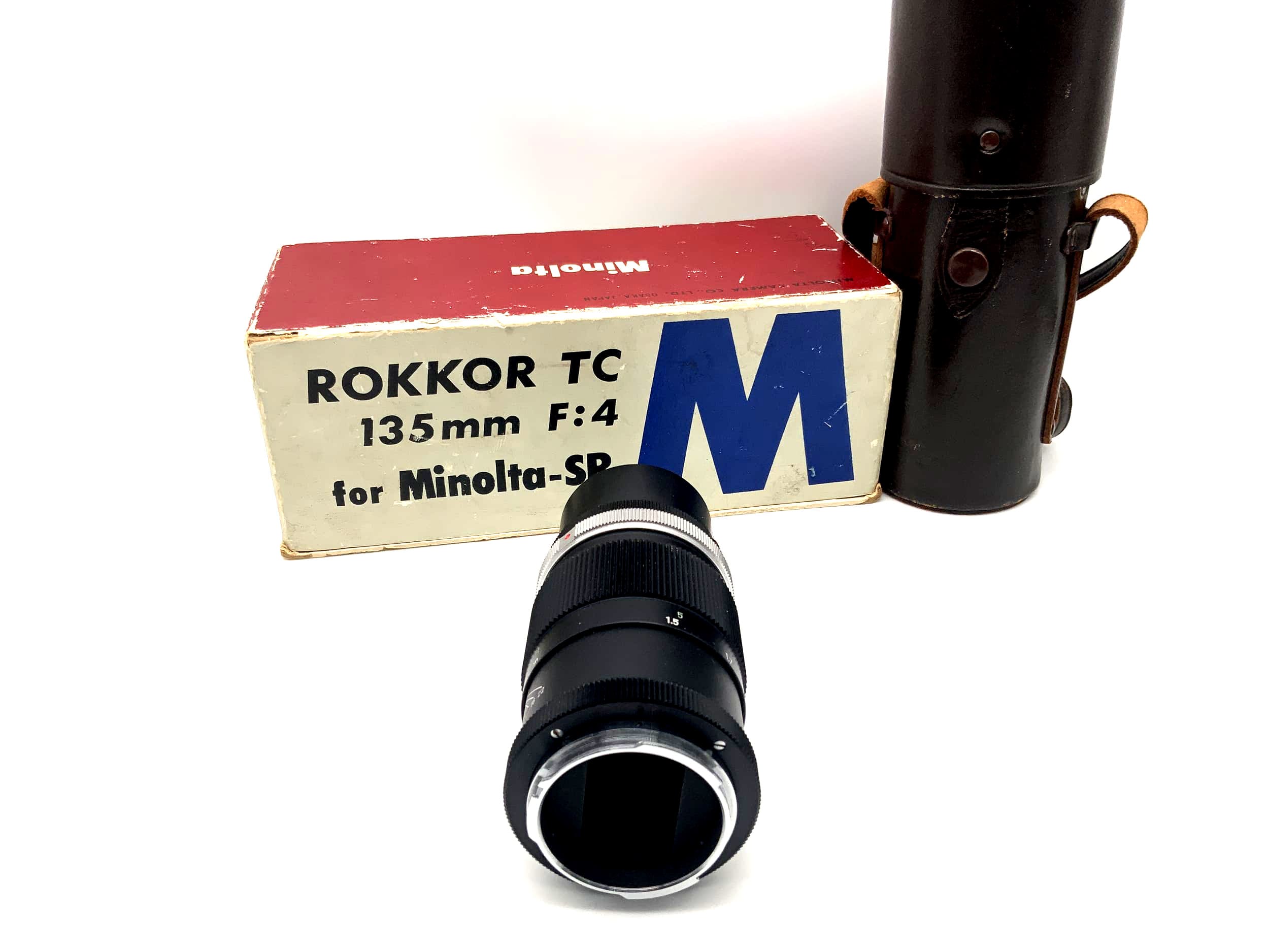Objectif Minolta 135 mm 1:4 Rokkor TC pour Minolta-SR avec emballage d'origine (Minolta MD)