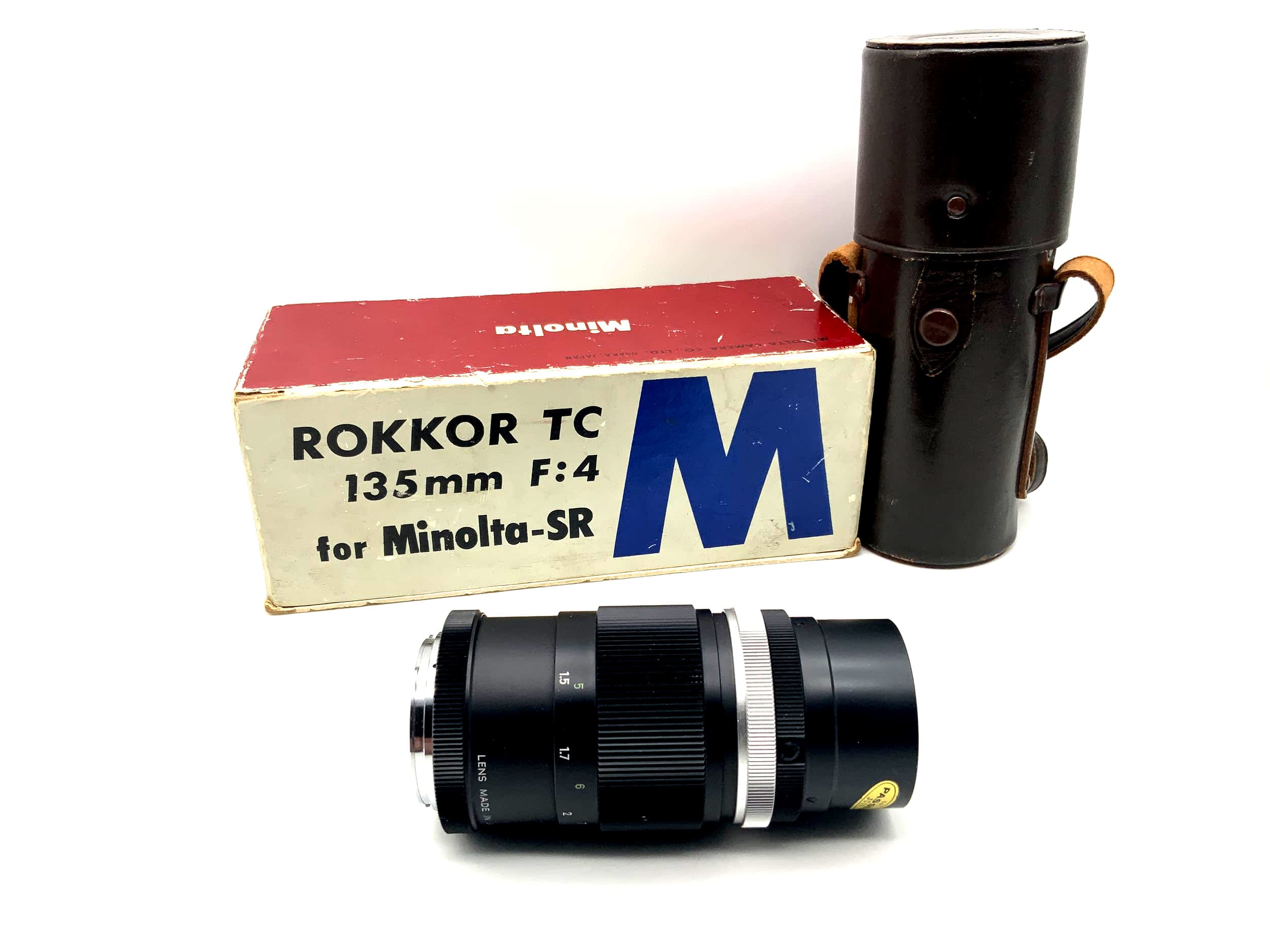 Objectif Minolta 135 mm 1:4 Rokkor TC pour Minolta-SR avec emballage d'origine (Minolta MD)