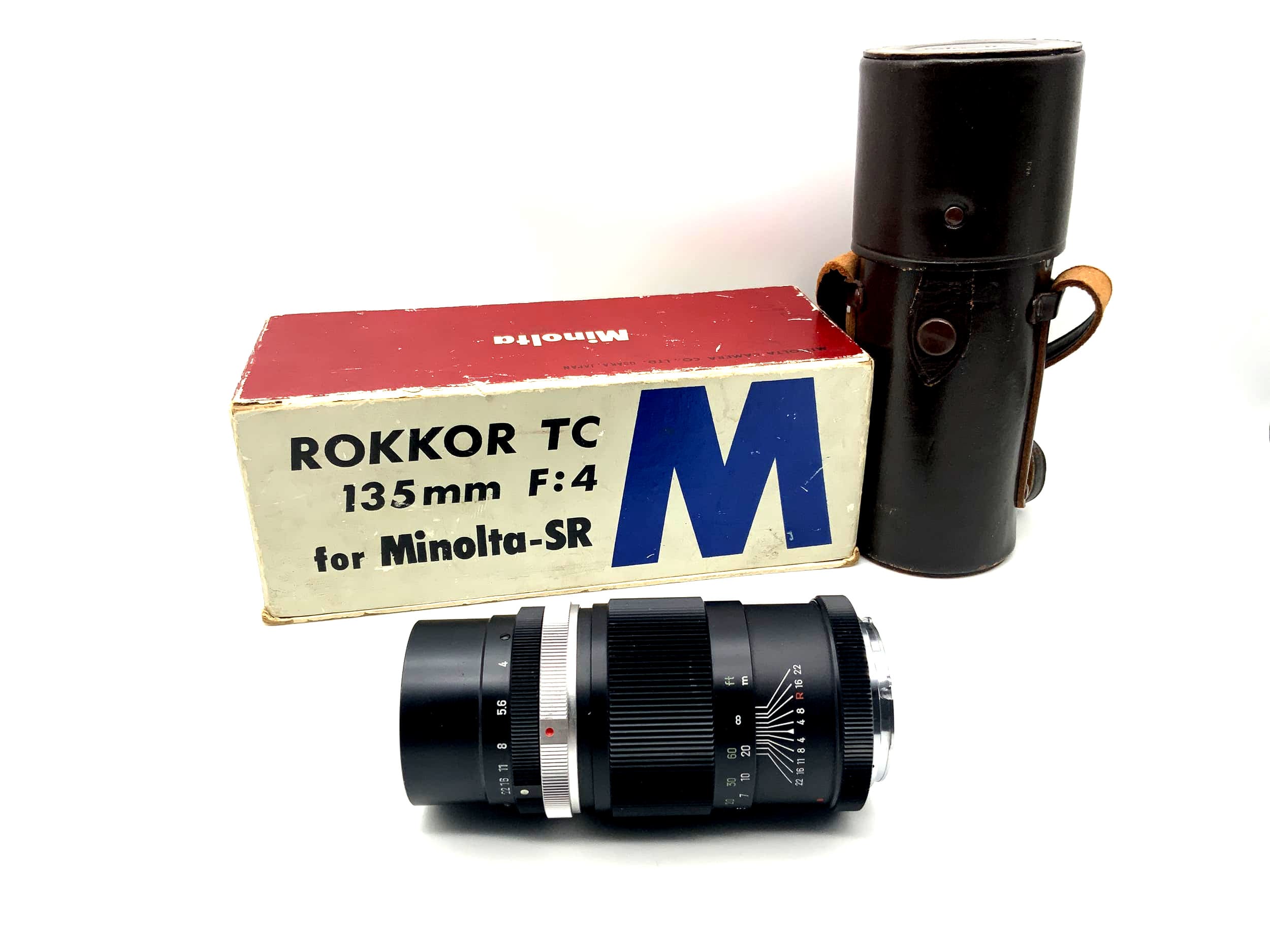 Objectif Minolta 135 mm 1:4 Rokkor TC pour Minolta-SR avec emballage d'origine (Minolta MD)
