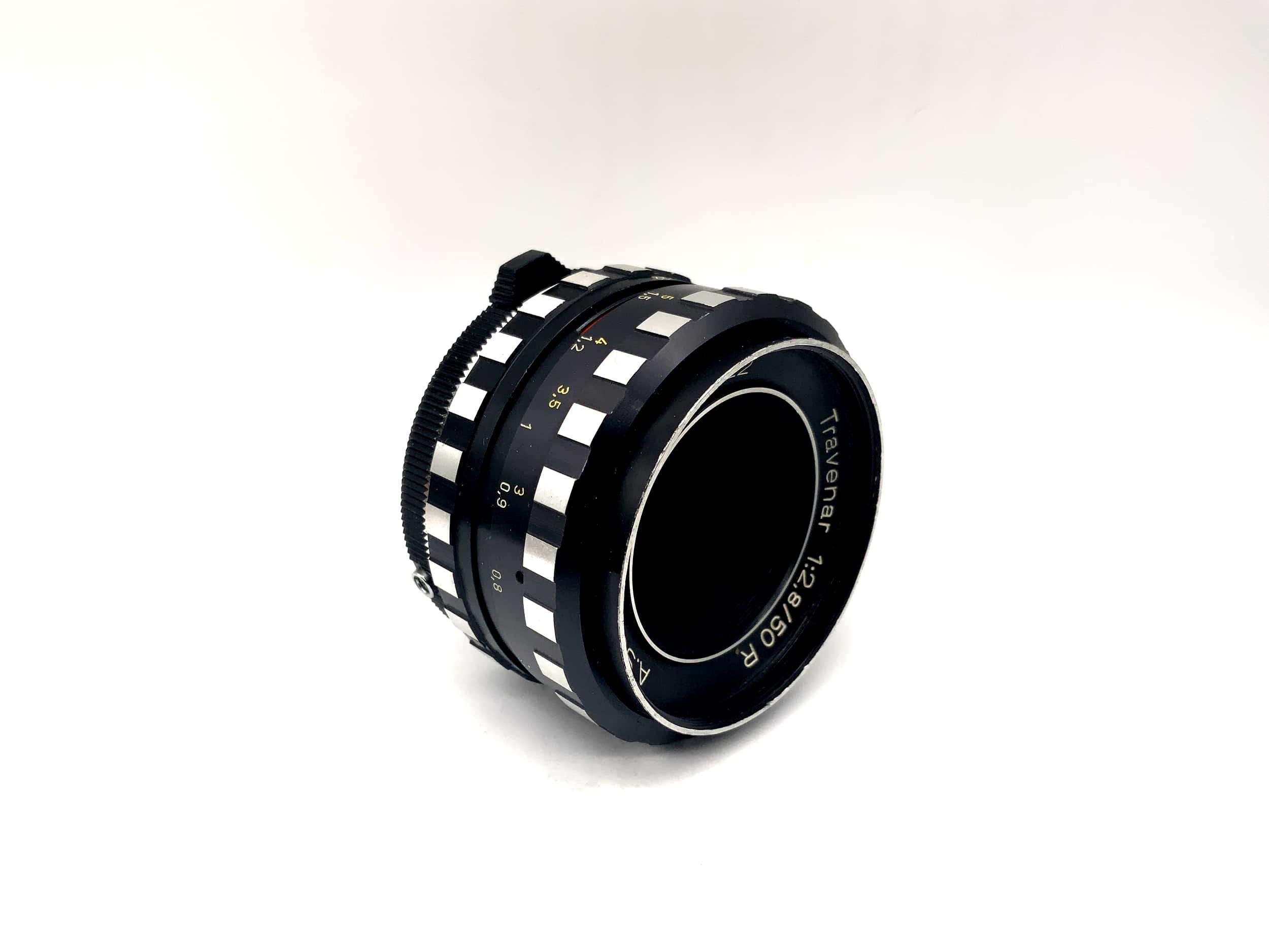 Objectif A.Schacht Ulm 50 mm 1:2,8 Travenar R Zebra pour appareil photo (M42)