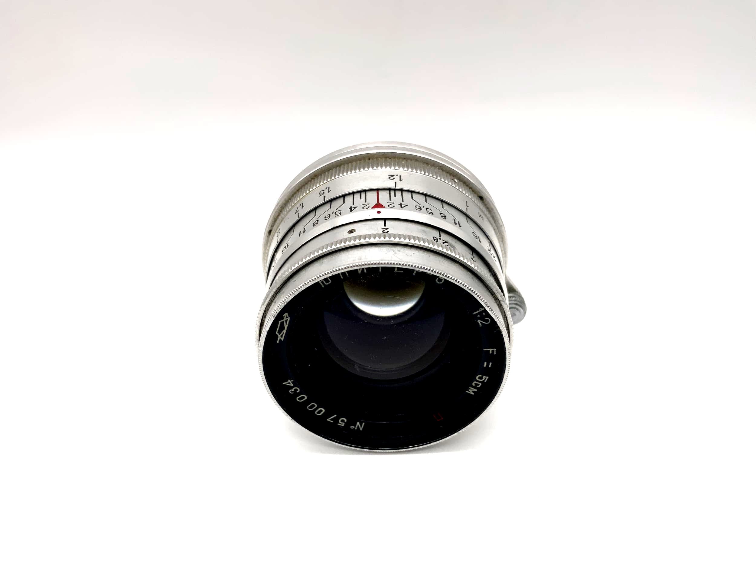 Objectif KMZ 5cm 1:2 Jupiter 8 rouge P 50mm (M39)