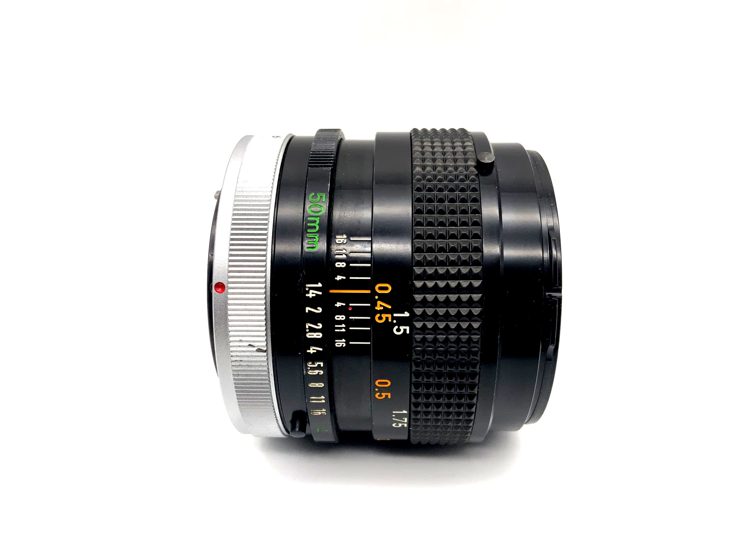 Objectif Canon 50 mm f/1.4 FD SSC (Canon FD) Lire le texte
