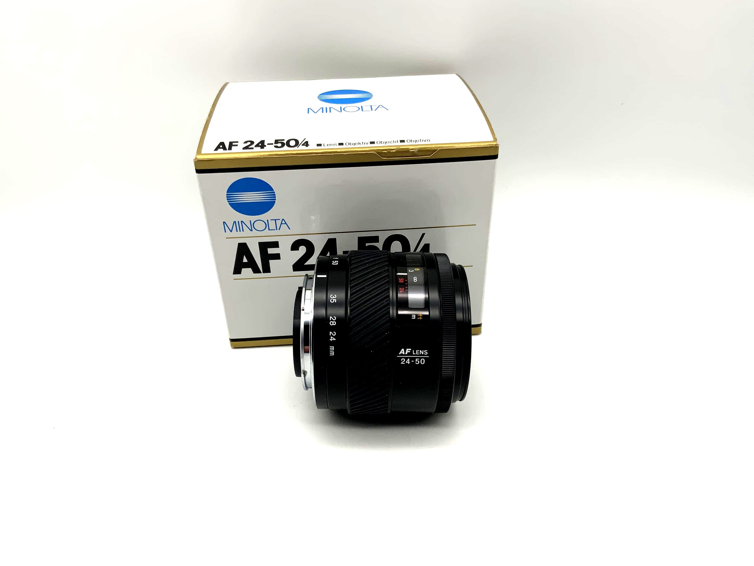 Objectif Minolta 24-50mm 1:4 AF avec étui OVP (Minolta AF/Sony A)
