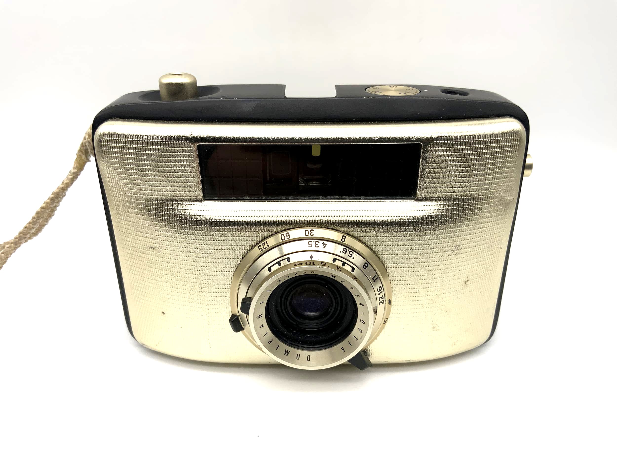 Pentacon Penti II rangefinder camera with Meyer optics Domiplan V 1:3.5/30 gold/black