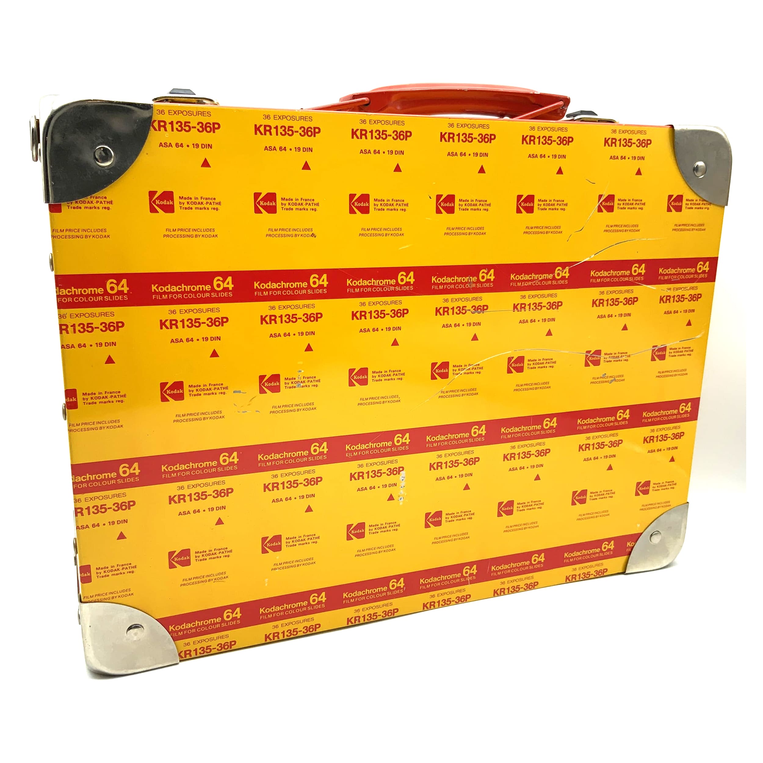Kodak camera bag Kodachrome 64 yellow metal case approx. 30x6x22cm