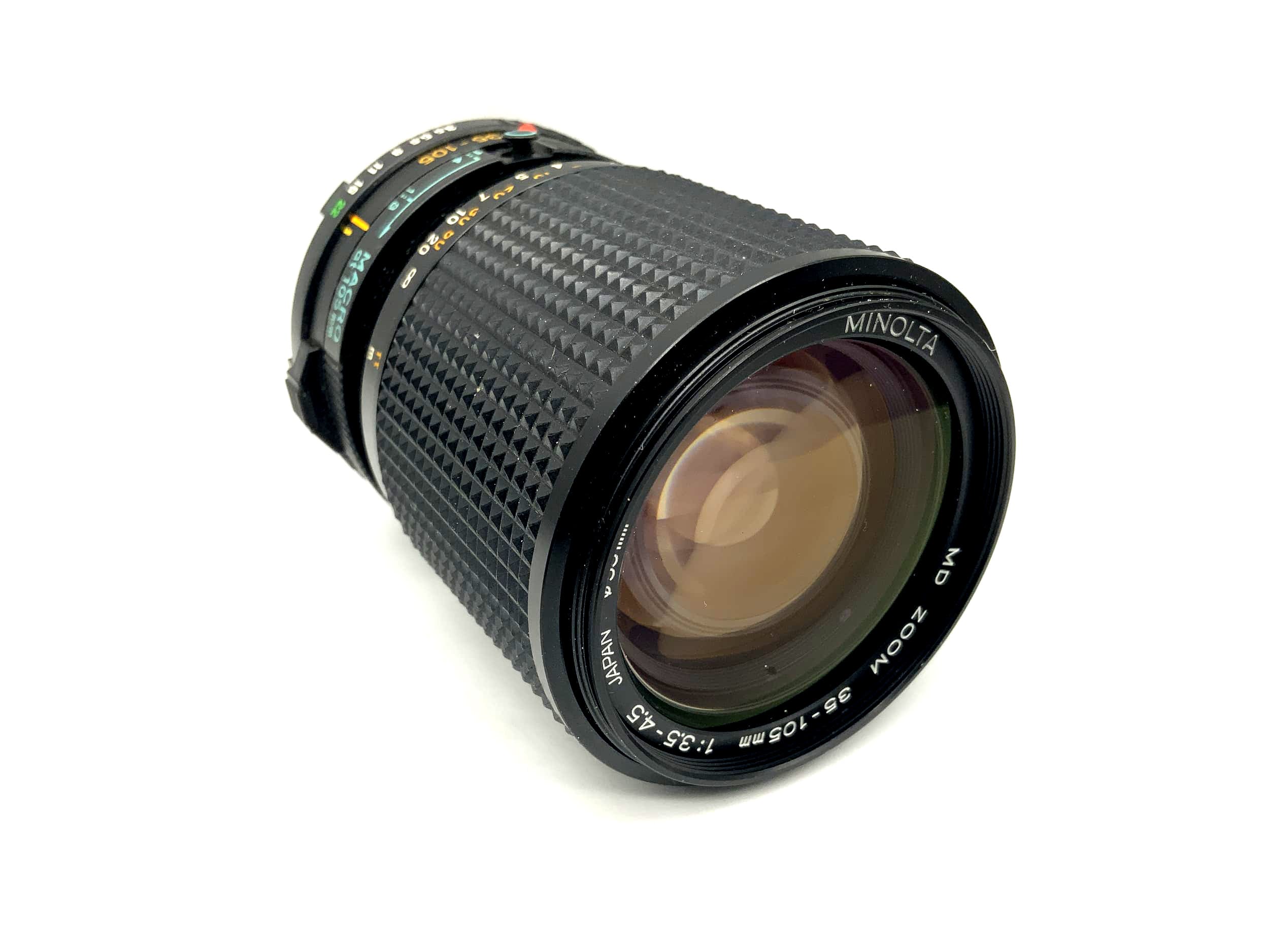 Objectif macro zoom Minolta 35-105 mm 1:3,5-4,5 pour appareil photo (Minolta MD)