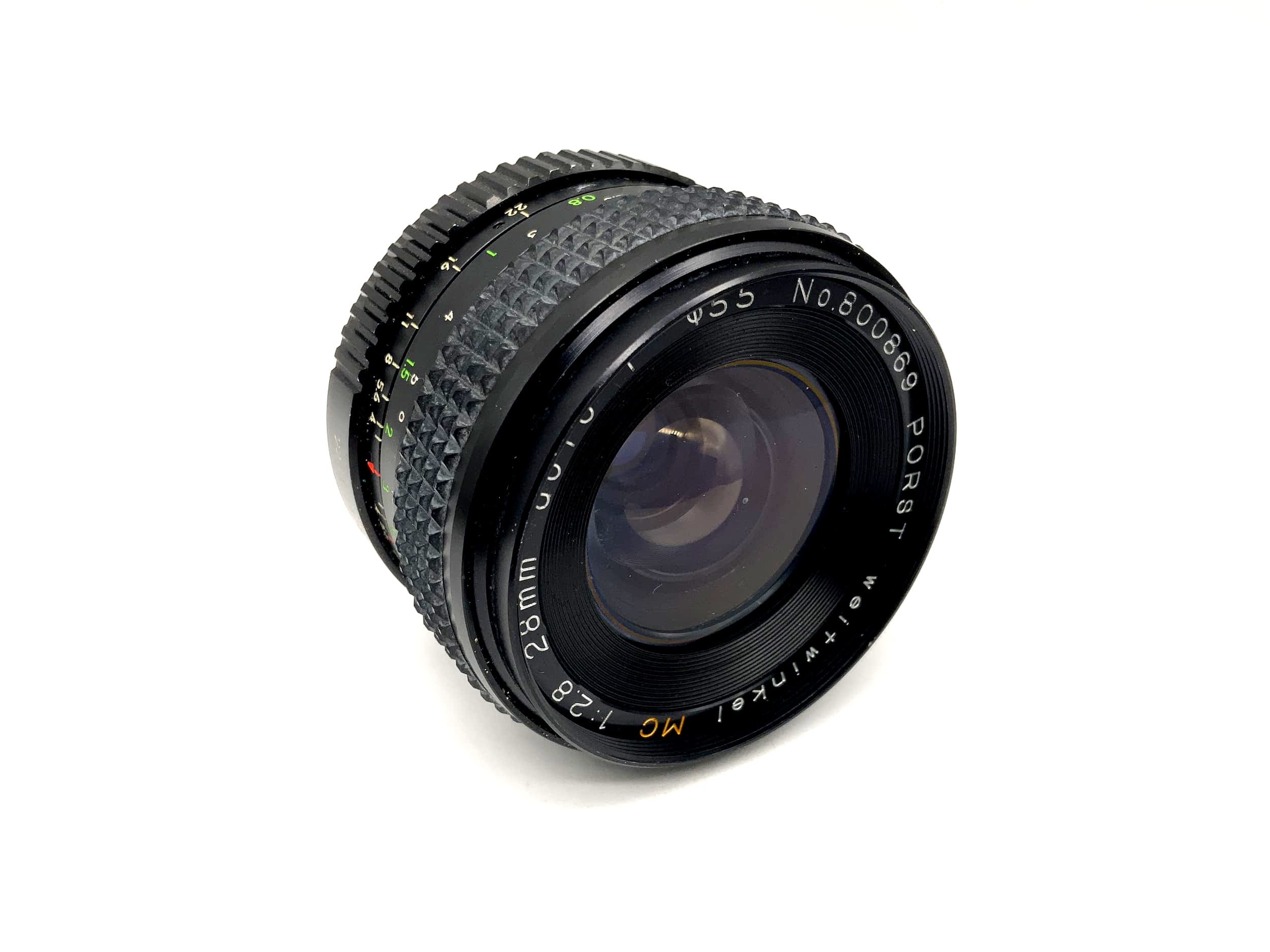 Objectif grand angle Porst 28 mm 1:2.8 ww MC auto F pour appareil photo (Pentax K)