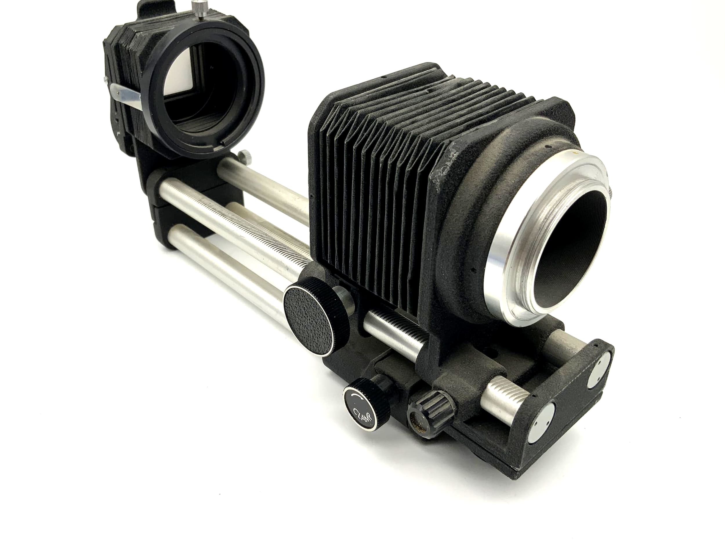 Unité à soufflet, noire, avec glissière de réglage et duplicateur de diapositives