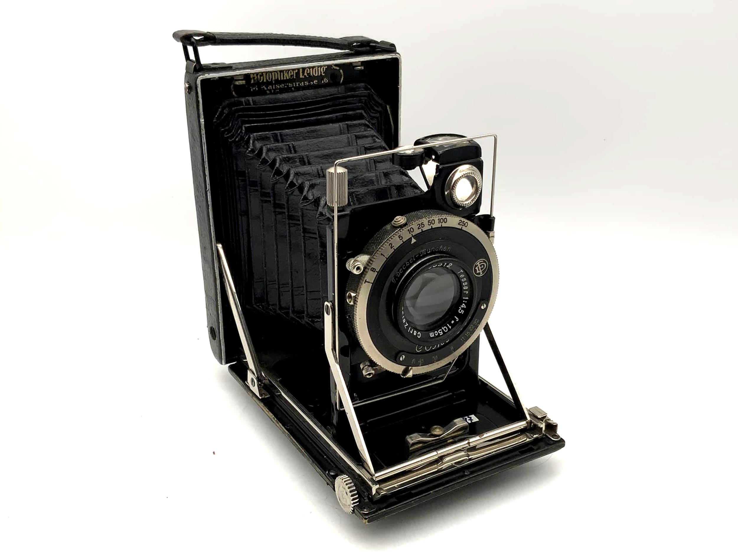 Appareil photo à plaque breveté KW avec objectif Carl Zeiss Tessar 1:4,5 f=10,5 cm Compur
