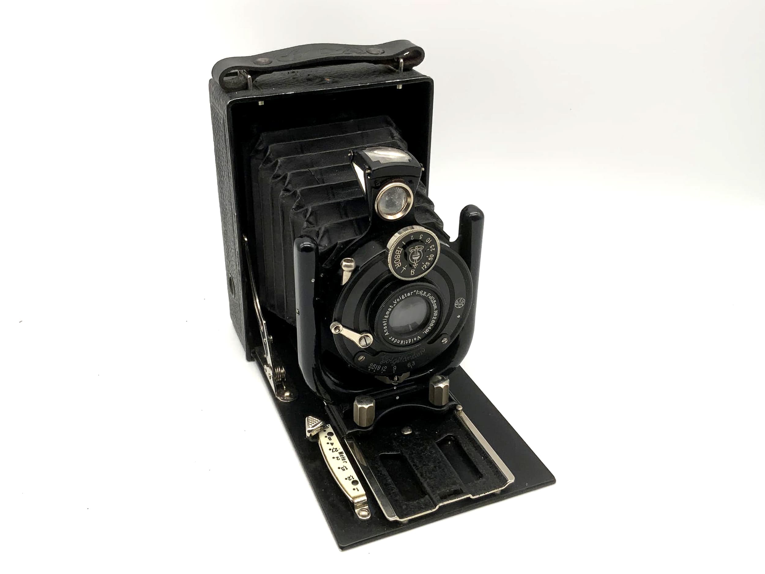 Caméra à plaque Voigtländer VAG avec caméra analogique Anastigmat Voigtar 1:6,3 F=10,5 cm