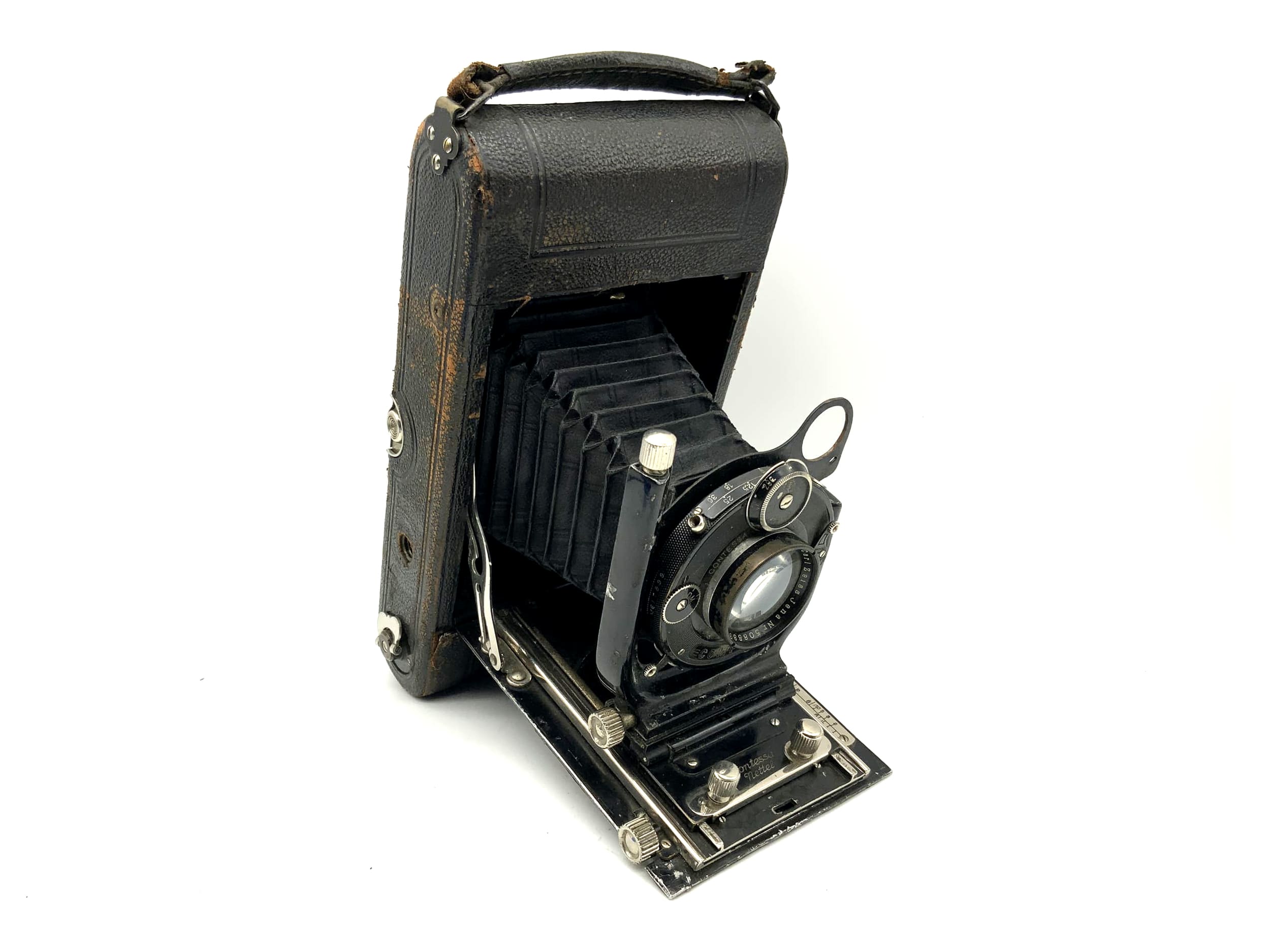 Appareil photo à plaques Duroll de la comtesse Nettel avec objectif Carl Zeiss Tessar 1:4,5 f=13,5 cm Compur