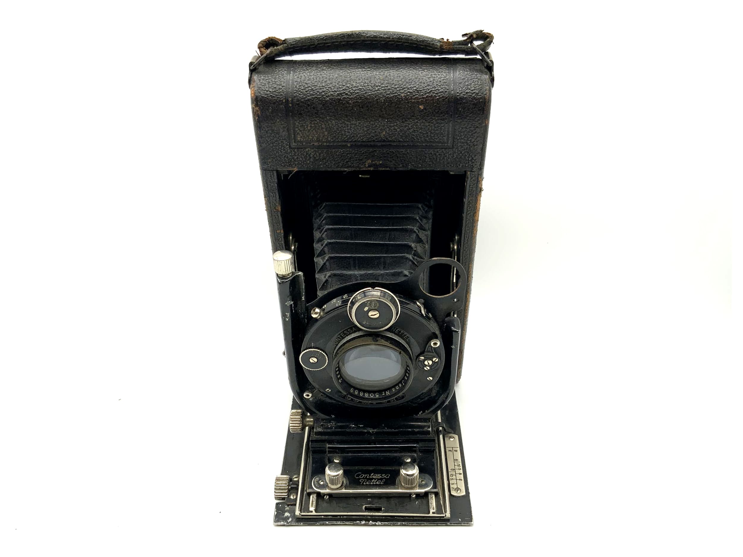 Appareil photo à plaques Duroll de la comtesse Nettel avec objectif Carl Zeiss Tessar 1:4,5 f=13,5 cm Compur