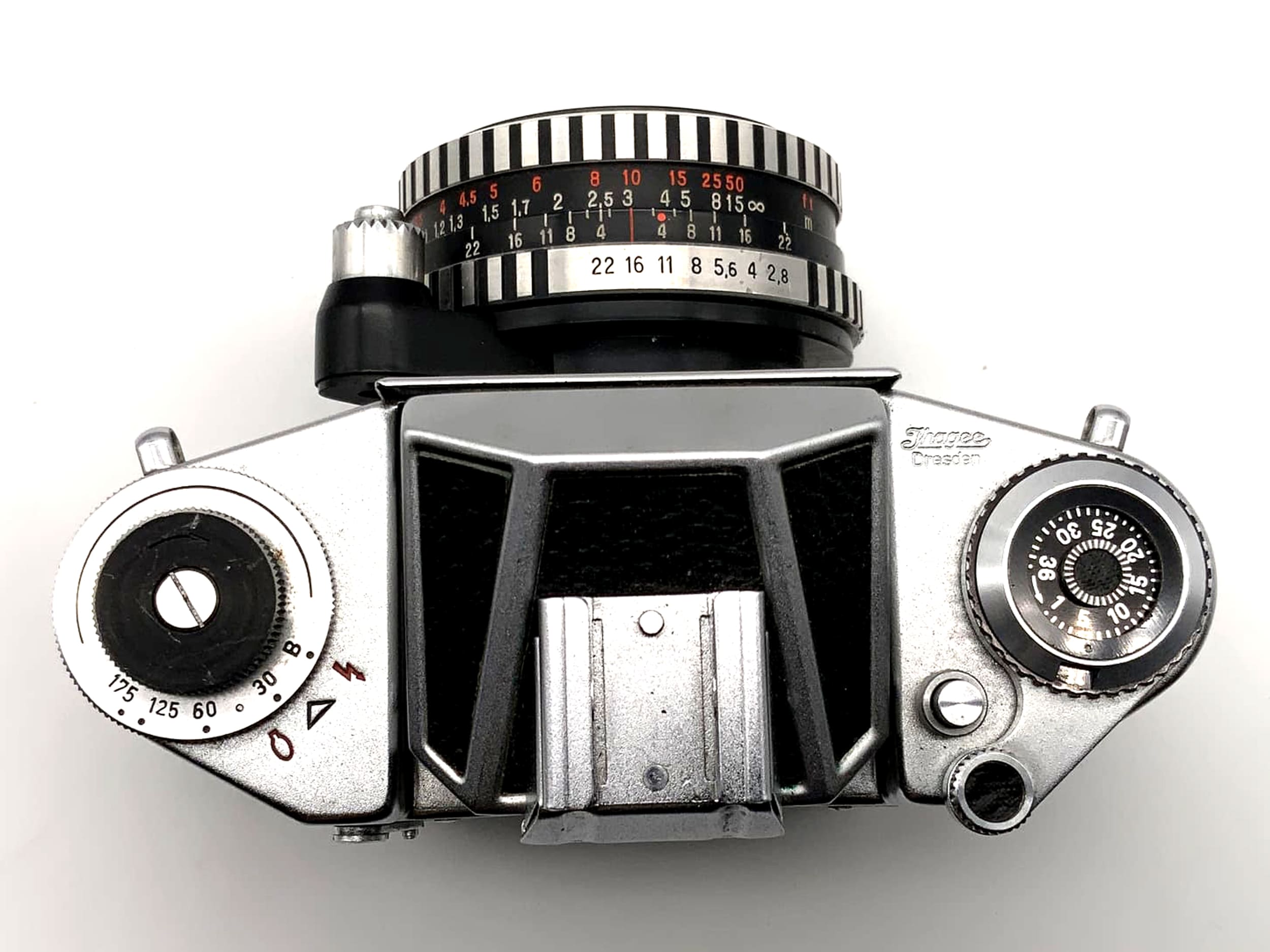Exakta EXA 1a avec objectif Tessar 2.8 50 mm, appareil photo reflex argentique 35 mm